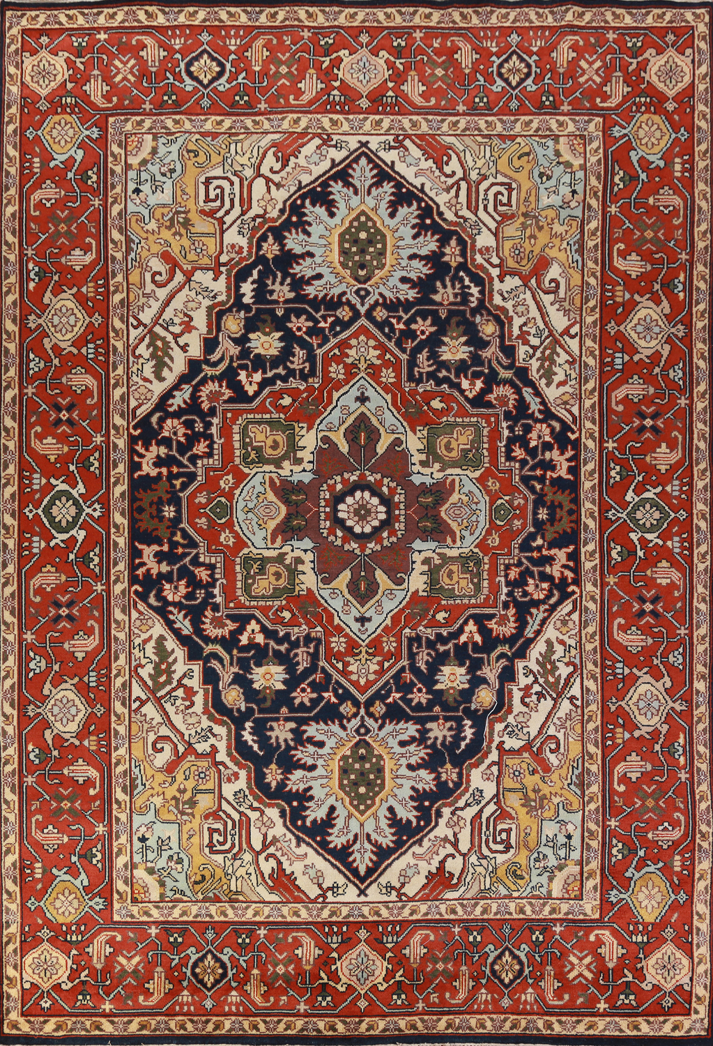 Geometric Heriz Serapi Indian Large Rug 10x14