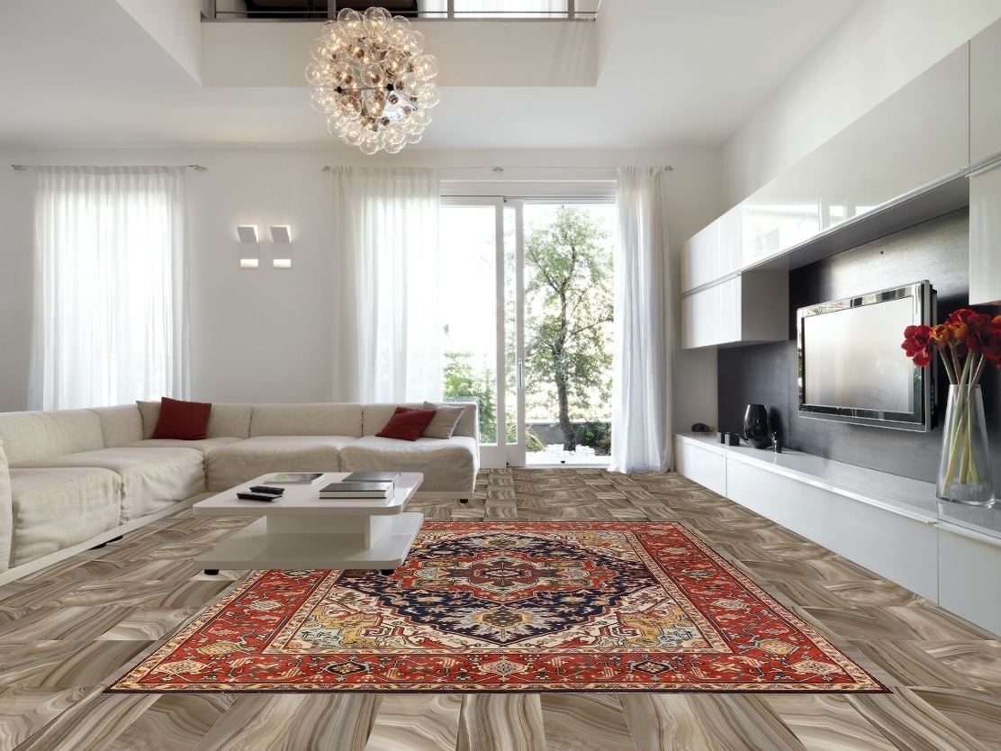 Geometric Heriz Serapi Indian Large Rug 10x14