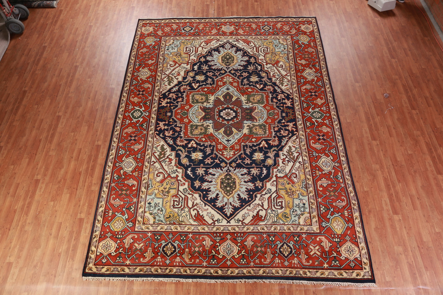 Geometric Heriz Serapi Indian Large Rug 10x14