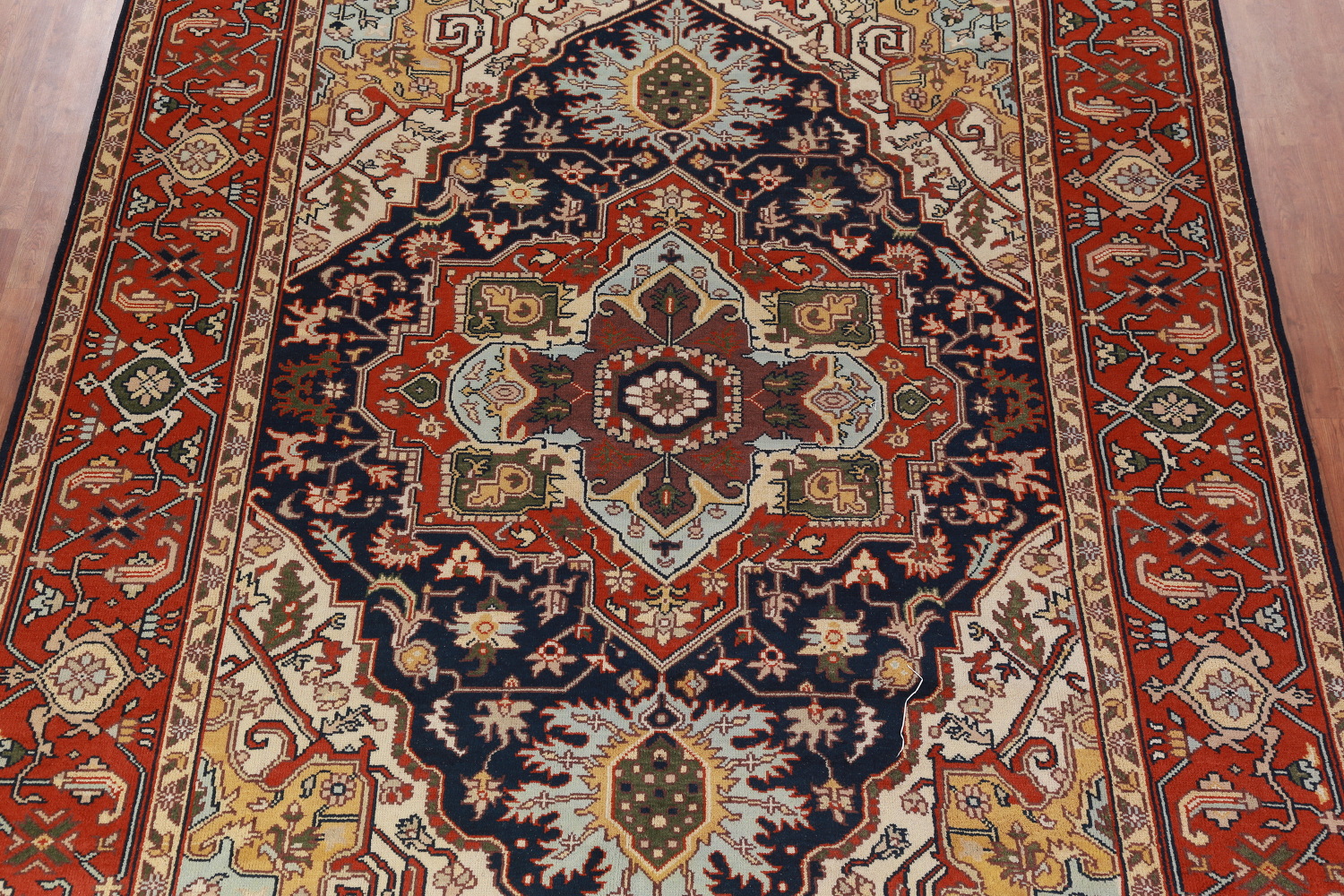 Geometric Heriz Serapi Indian Large Rug 10x14