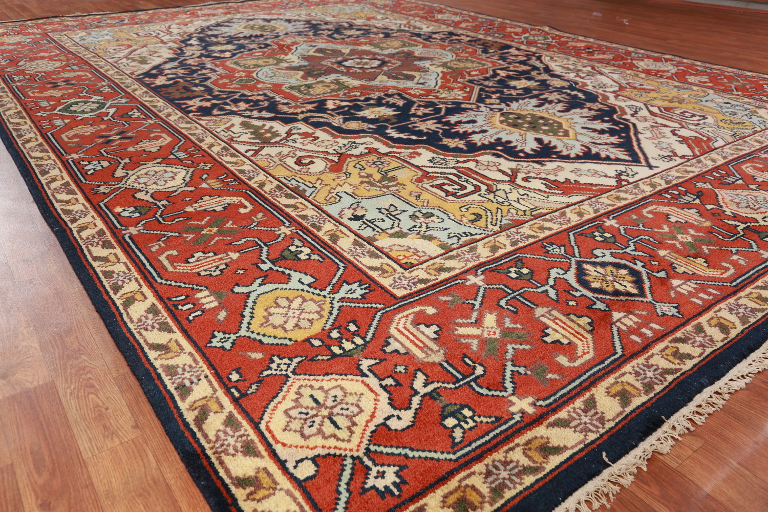 Geometric Heriz Serapi Indian Large Rug 10x14