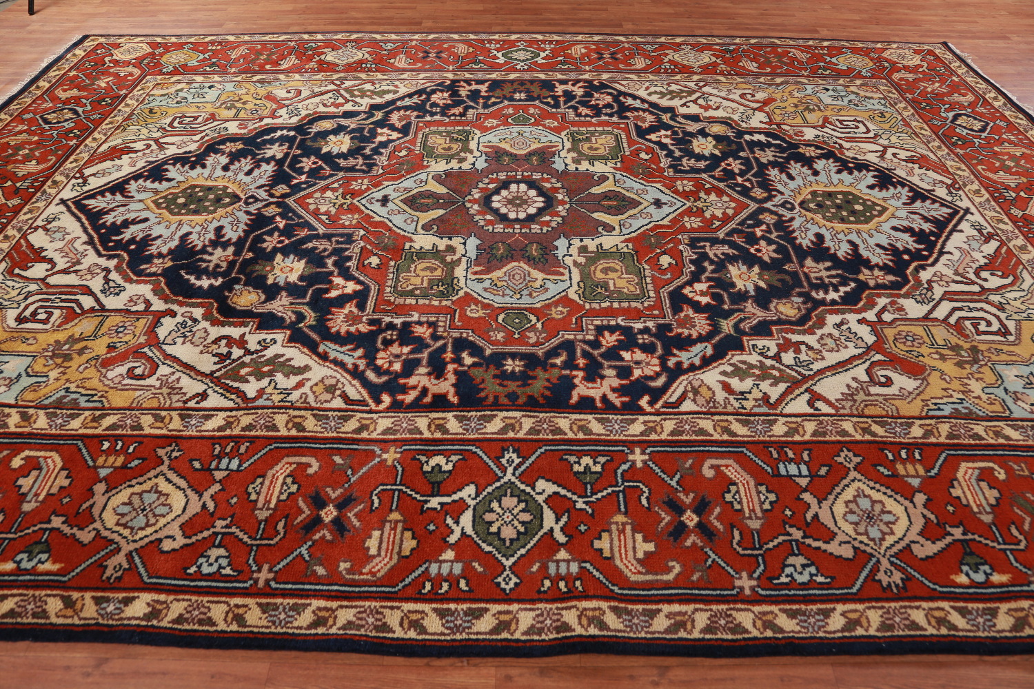 Geometric Heriz Serapi Indian Large Rug 10x14