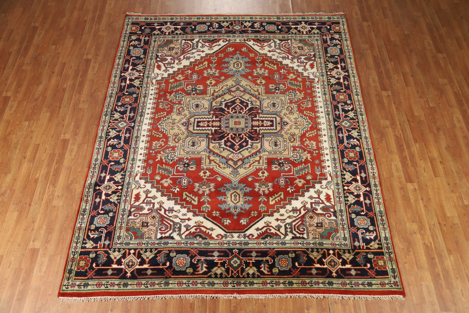 Wool Medallion Heriz Serapi Indian Area Rug 8x10