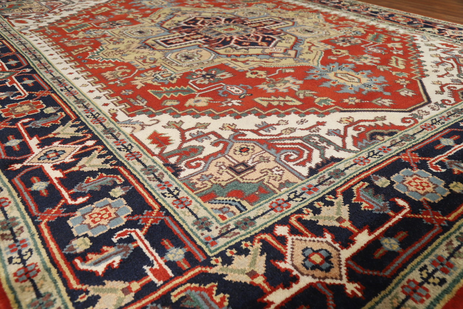 Wool Medallion Heriz Serapi Indian Area Rug 8x10