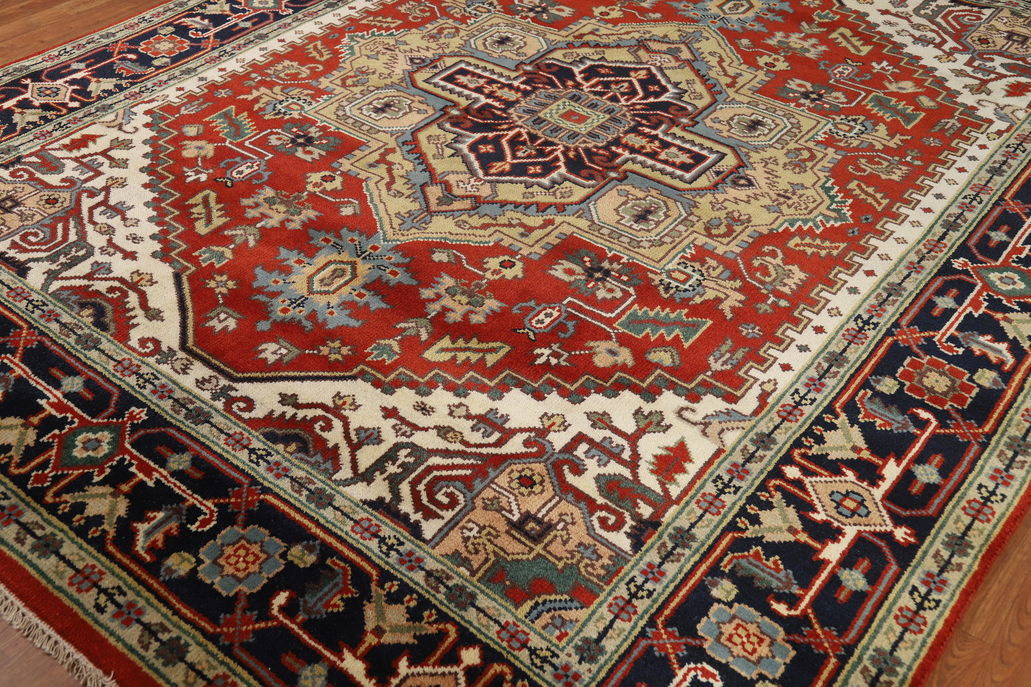 Wool Medallion Heriz Serapi Indian Area Rug 8x10