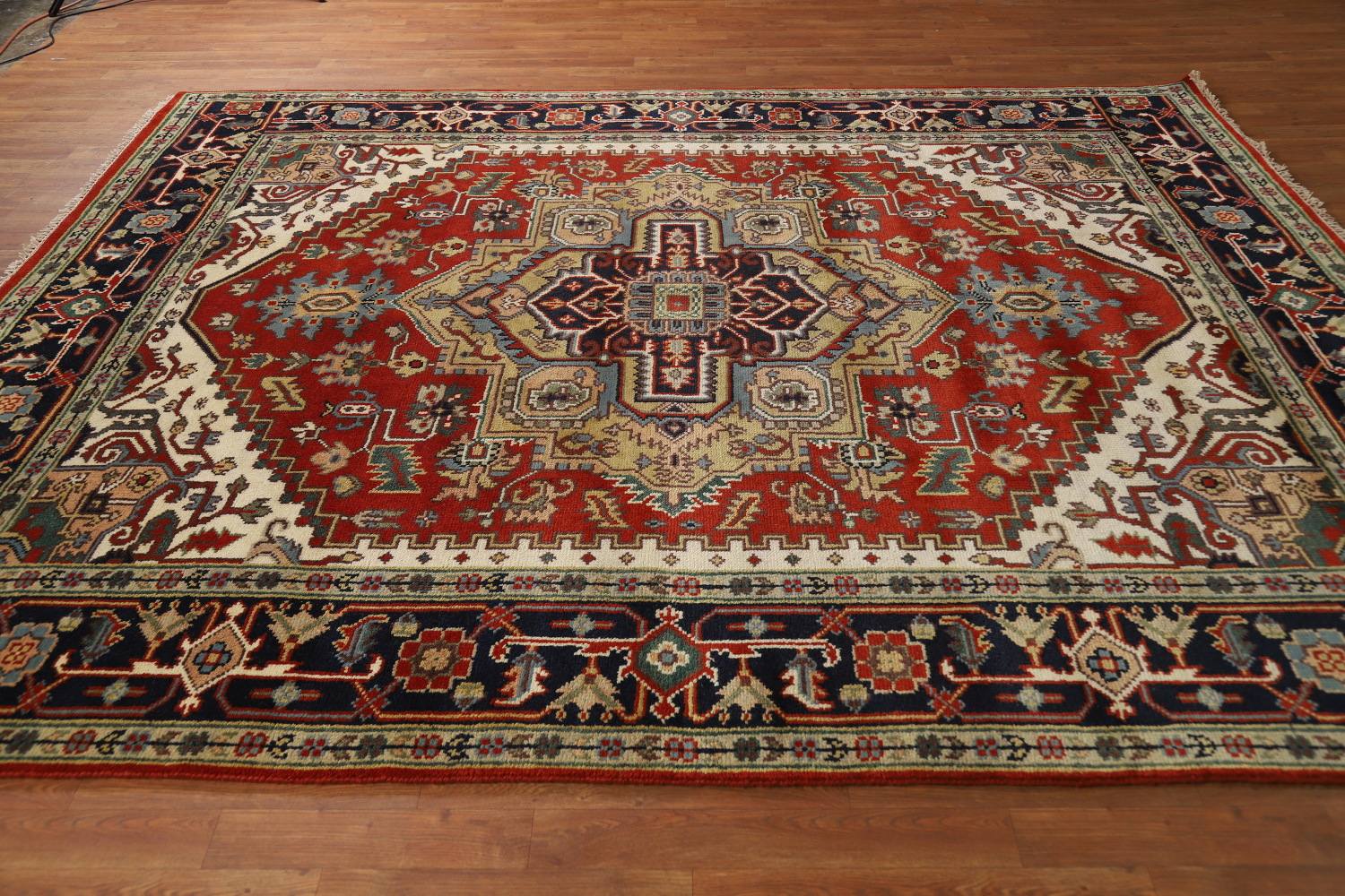Wool Medallion Heriz Serapi Indian Area Rug 8x10