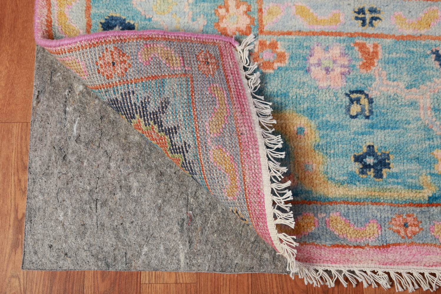 Pink & Blue Floral Oushak Indian Large Rug 8x16