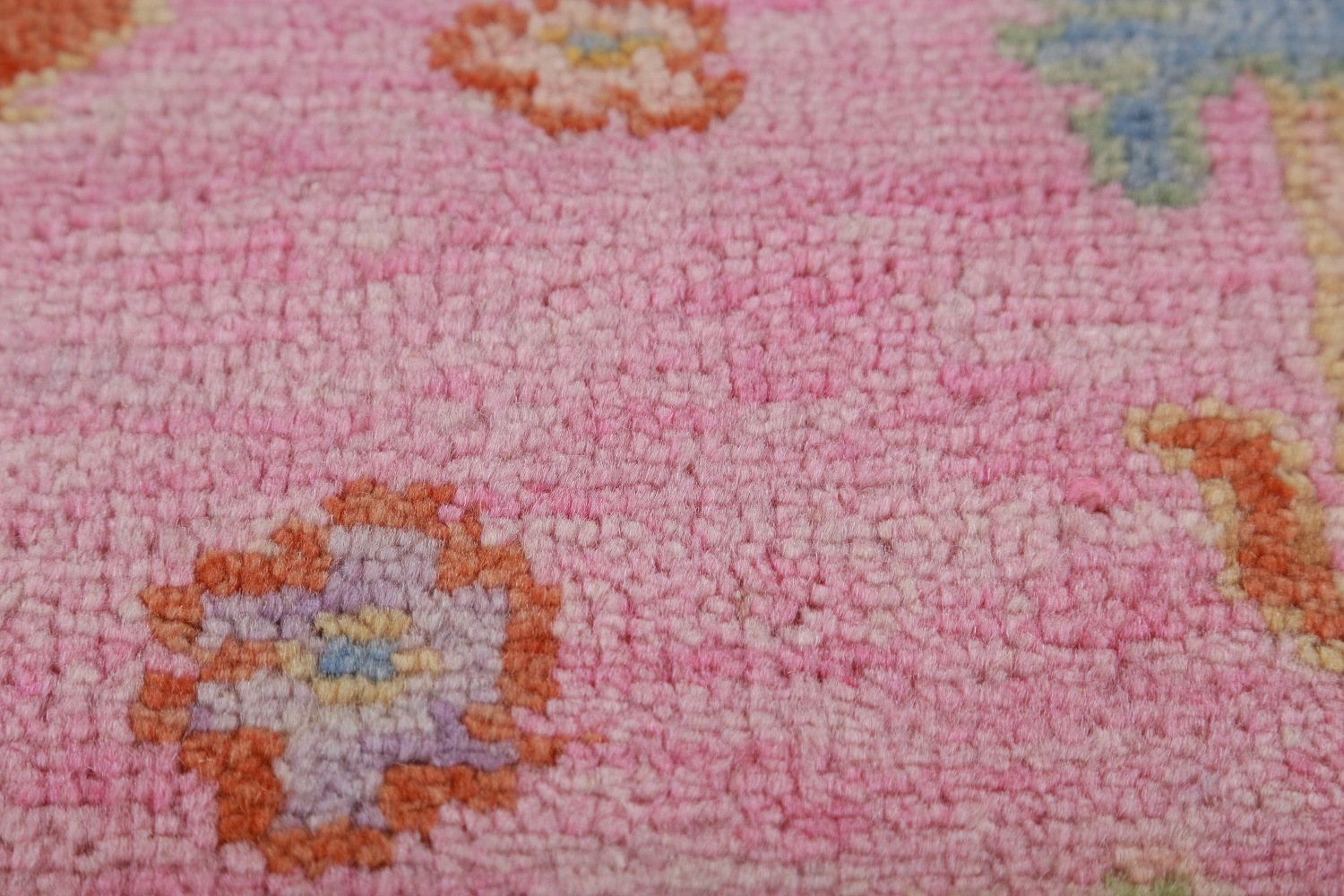 Pink & Blue Floral Oushak Indian Large Rug 8x16