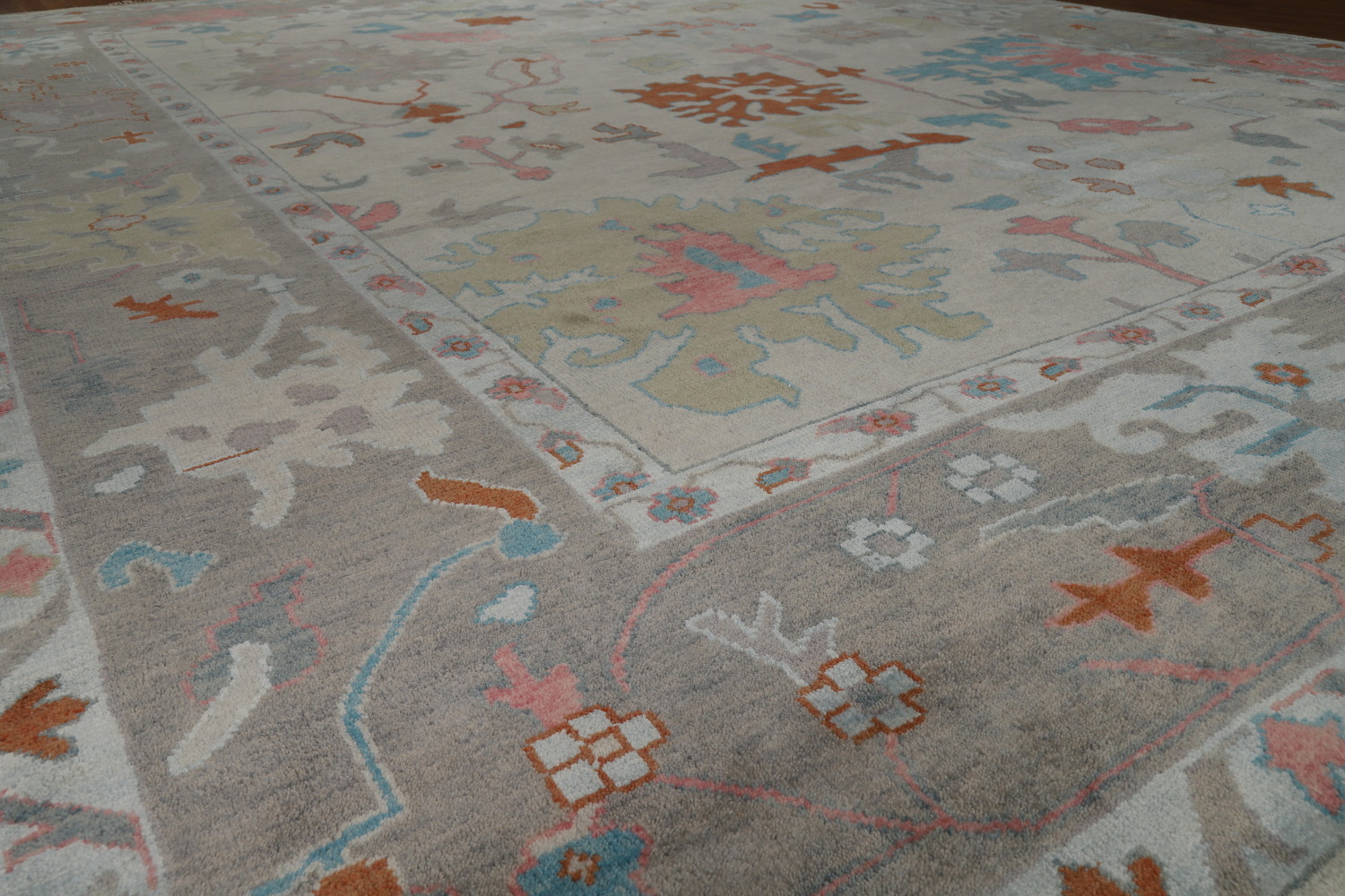 Handmade Floral Oushak Indian Large Rug 12x15