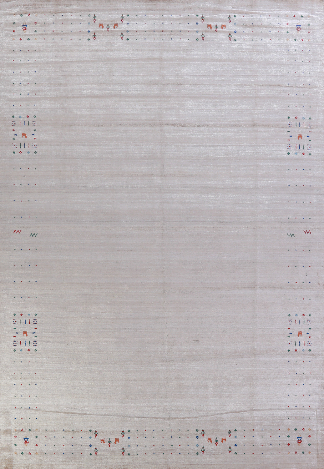 Silver Gray Silk Gabbeh Oriental Area Rug 9x12