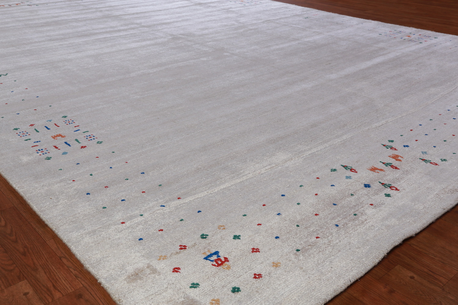 Silver Gray Silk Gabbeh Oriental Area Rug 9x12