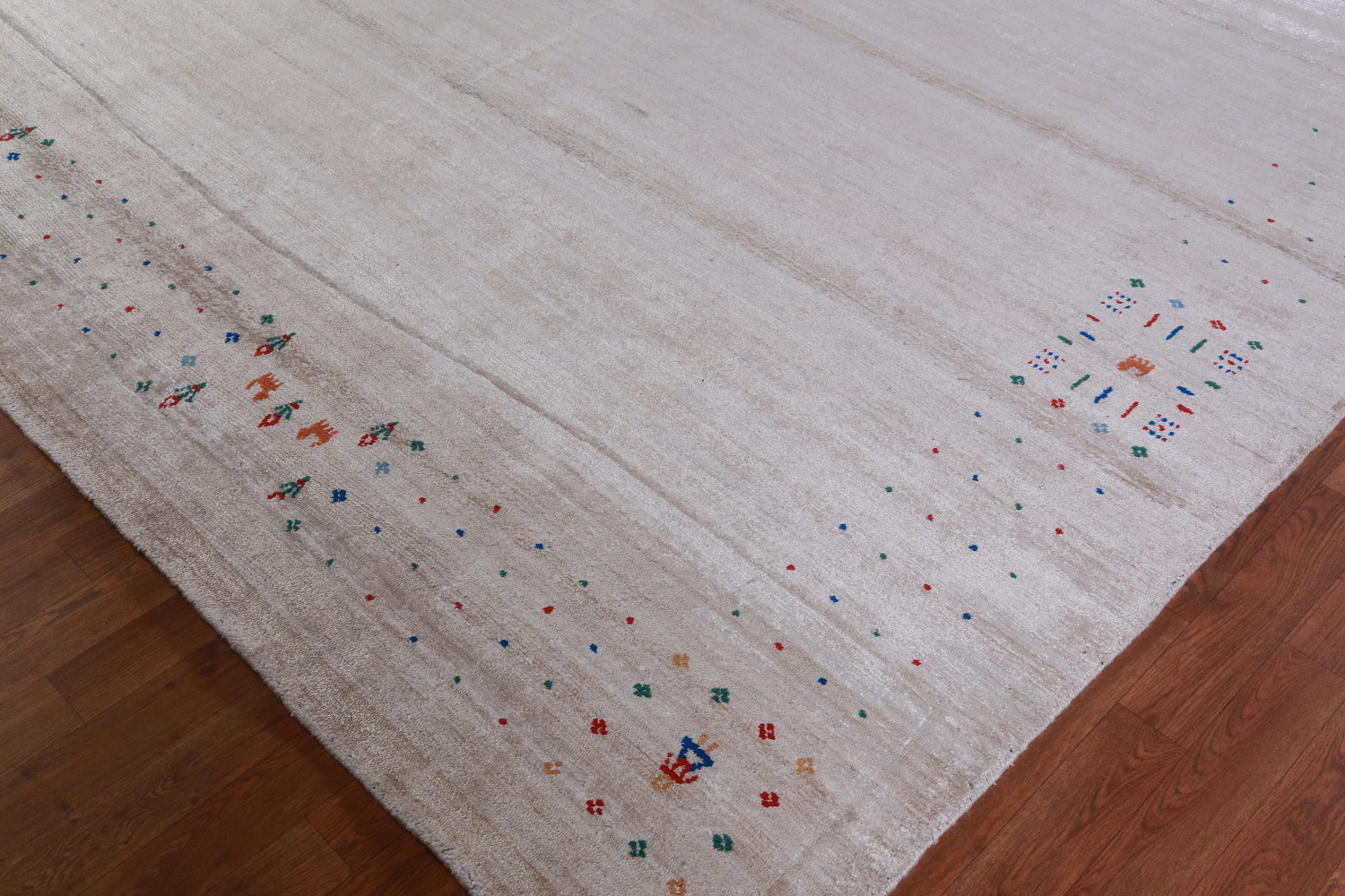Silver Gray Silk Gabbeh Oriental Area Rug 9x12