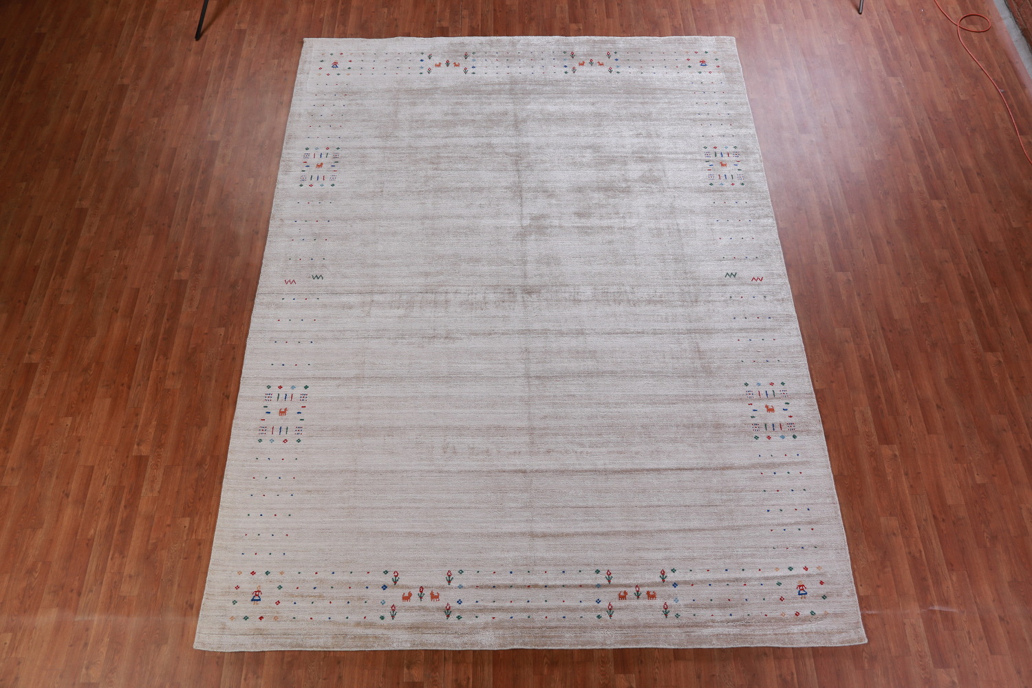 Silver Gray Silk Gabbeh Oriental Area Rug 9x12