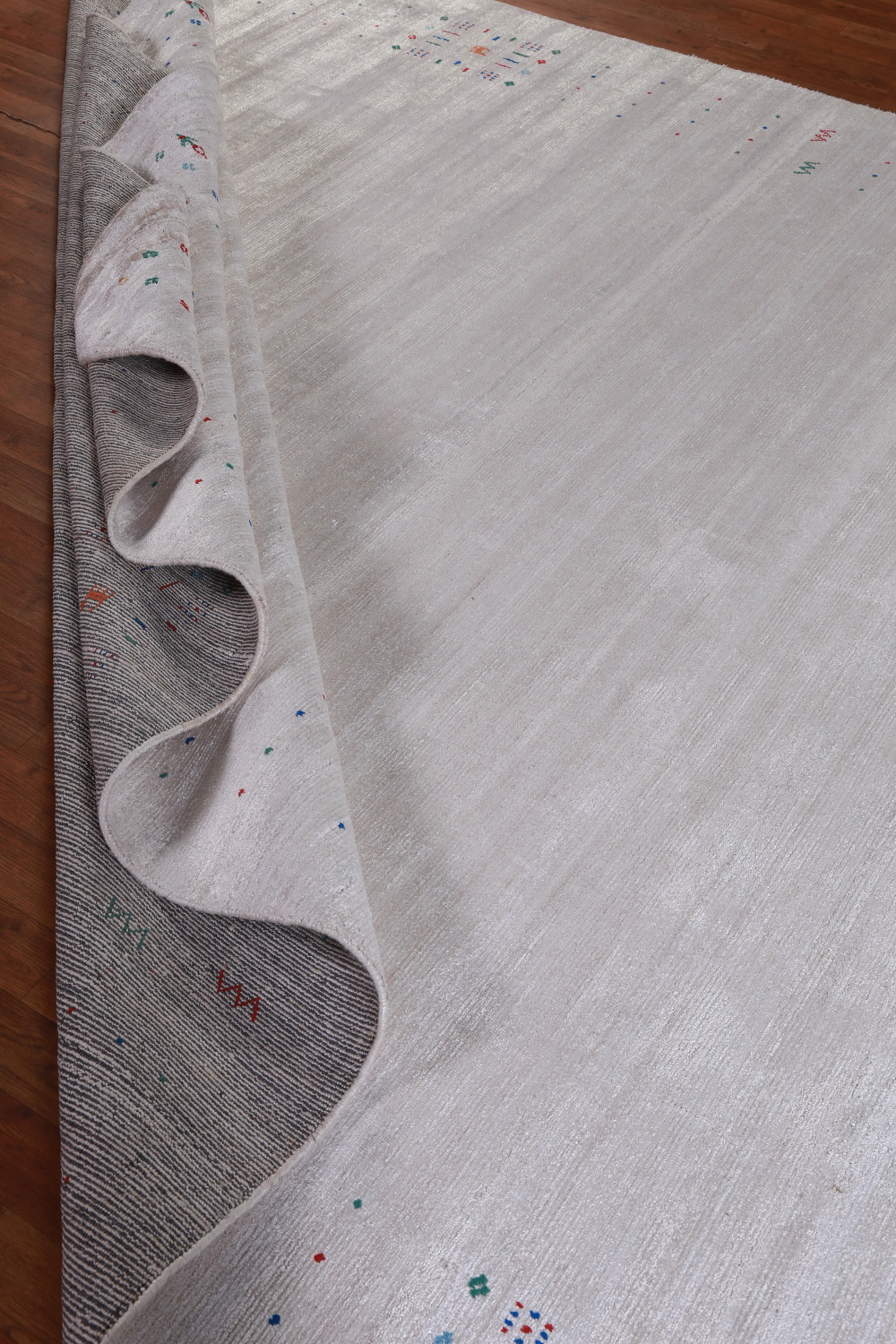 Silver Gray Silk Gabbeh Oriental Area Rug 9x12