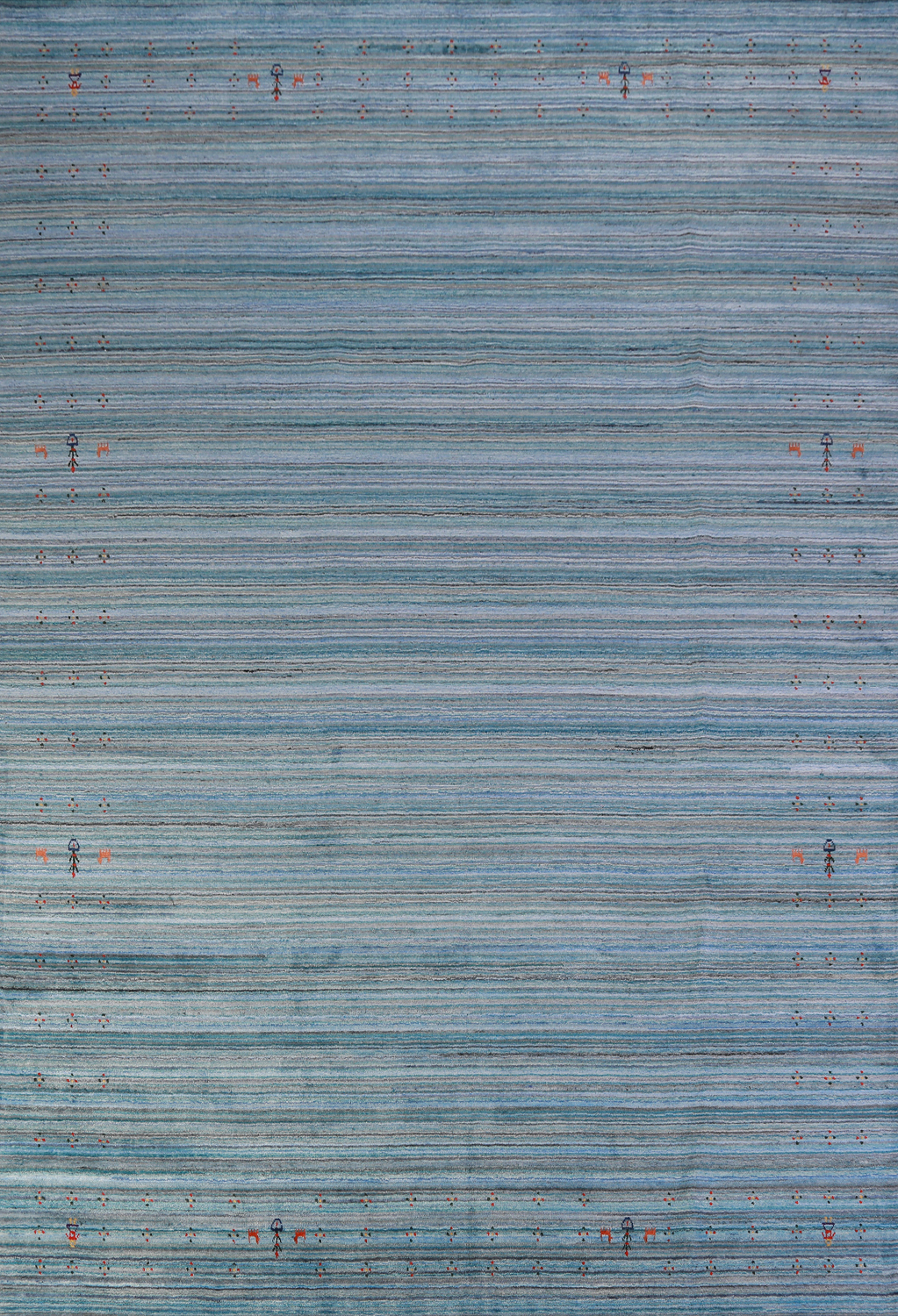 Striped Blue Wool Gabbeh Oriental Area Rug 9x12