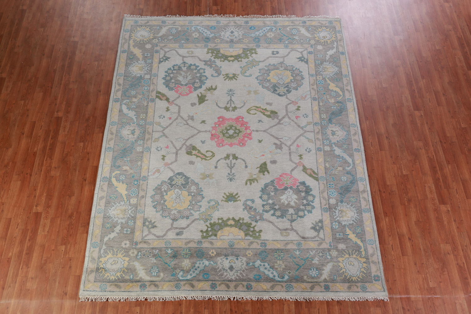 Gray Floral Oushak Indian Area Rug 8x10