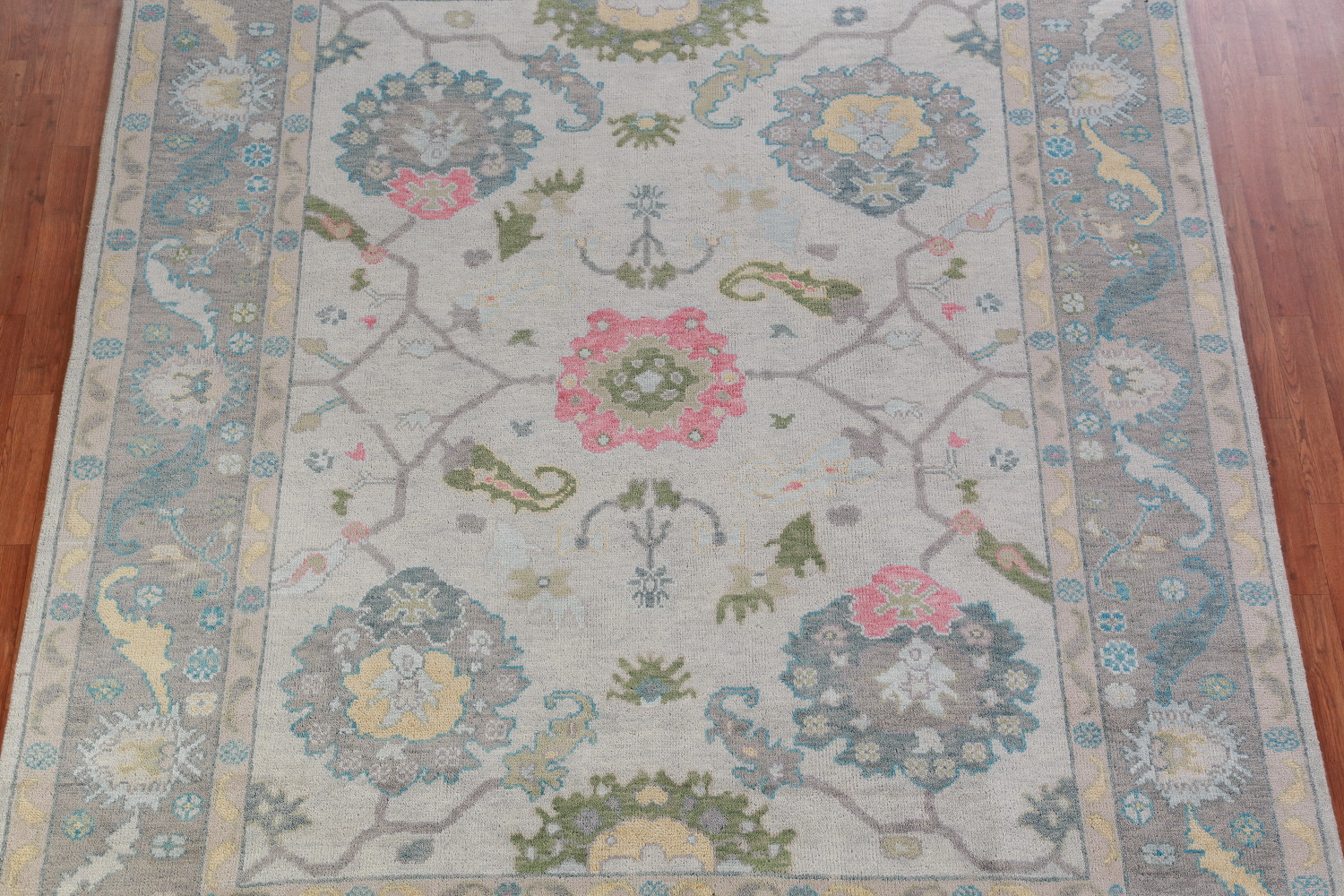 Gray Floral Oushak Indian Area Rug 8x10