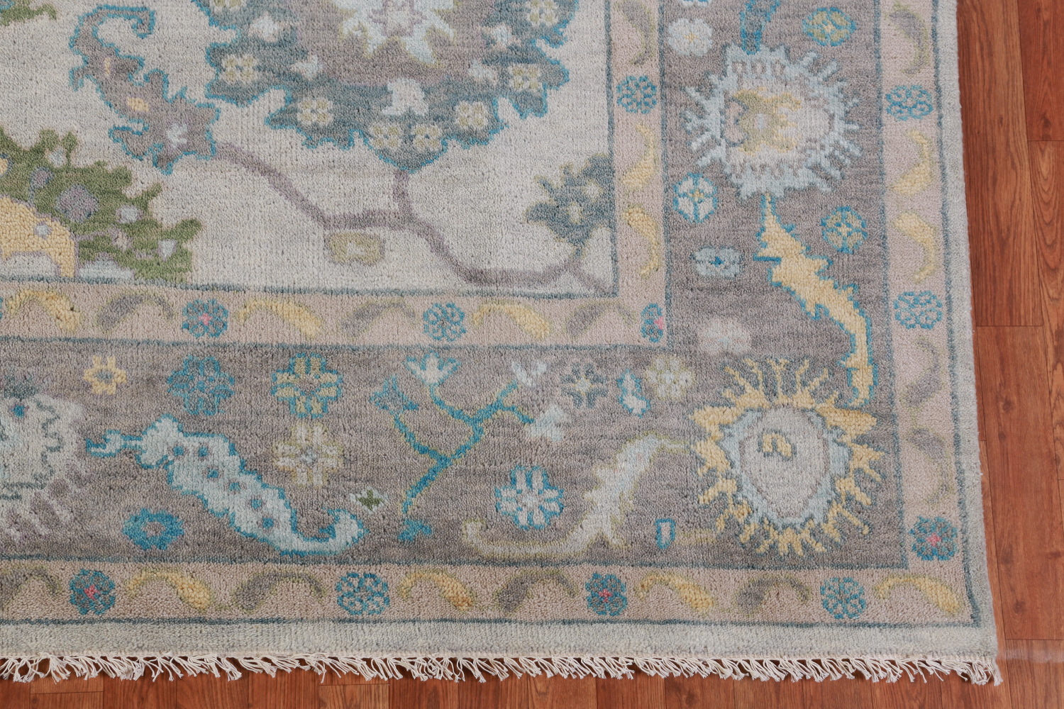 Gray Floral Oushak Indian Area Rug 8x10