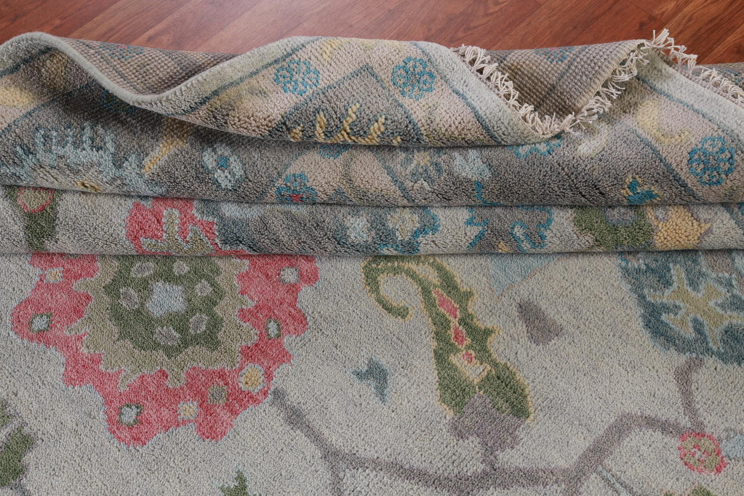 Gray Floral Oushak Indian Area Rug 8x10