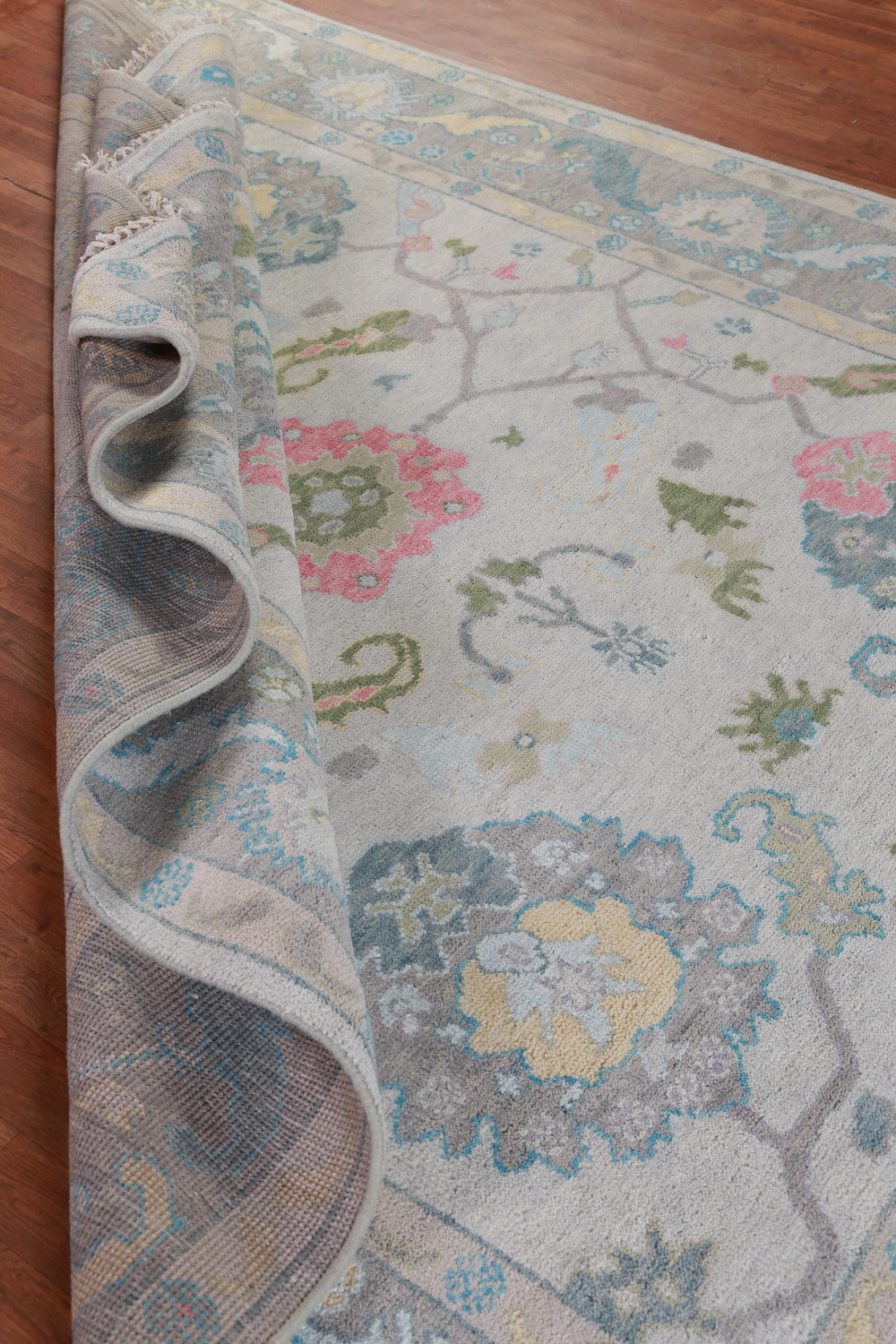 Gray Floral Oushak Indian Area Rug 8x10