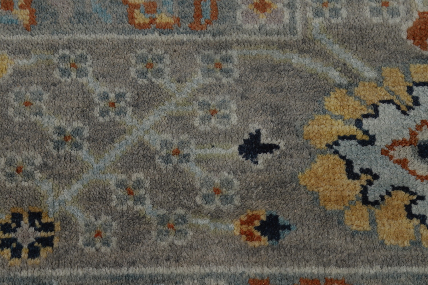 Handmade Gray Floral Oushak Indian Area Rug 8x10