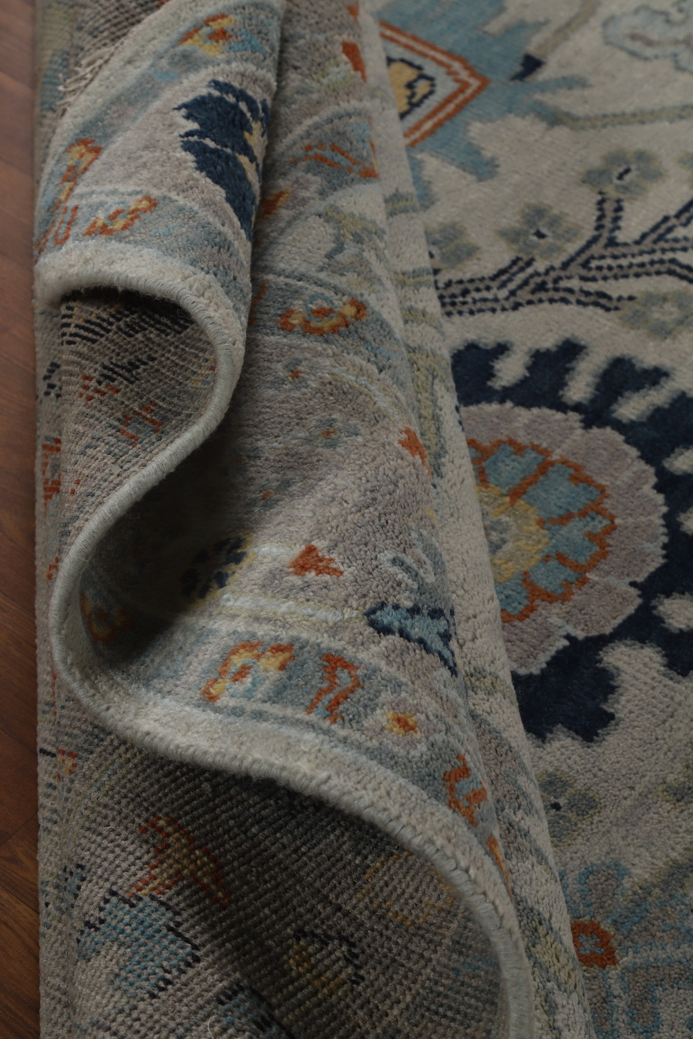 Handmade Gray Floral Oushak Indian Area Rug 8x10