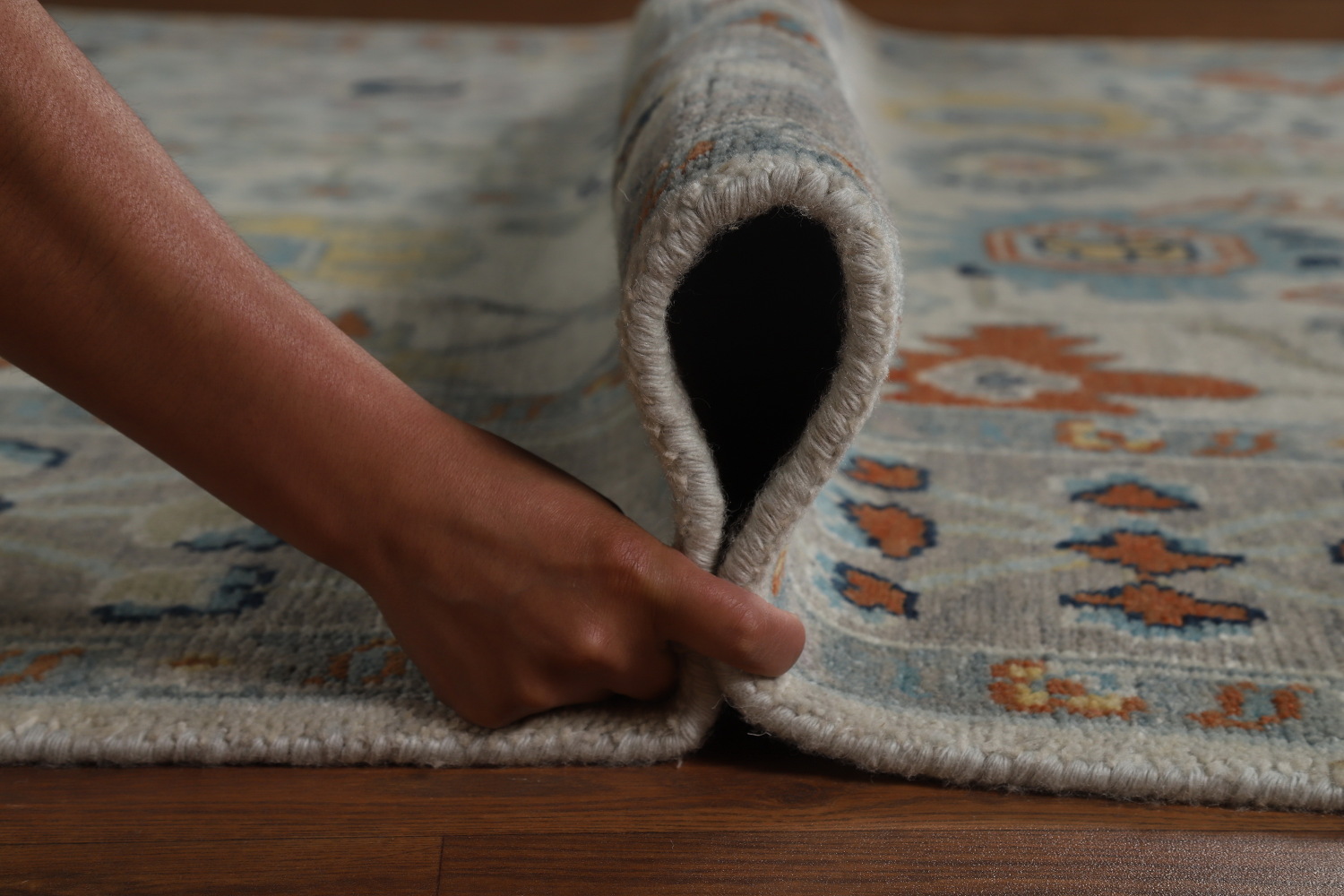 Handmade Gray Floral Oushak Indian Area Rug 8x10