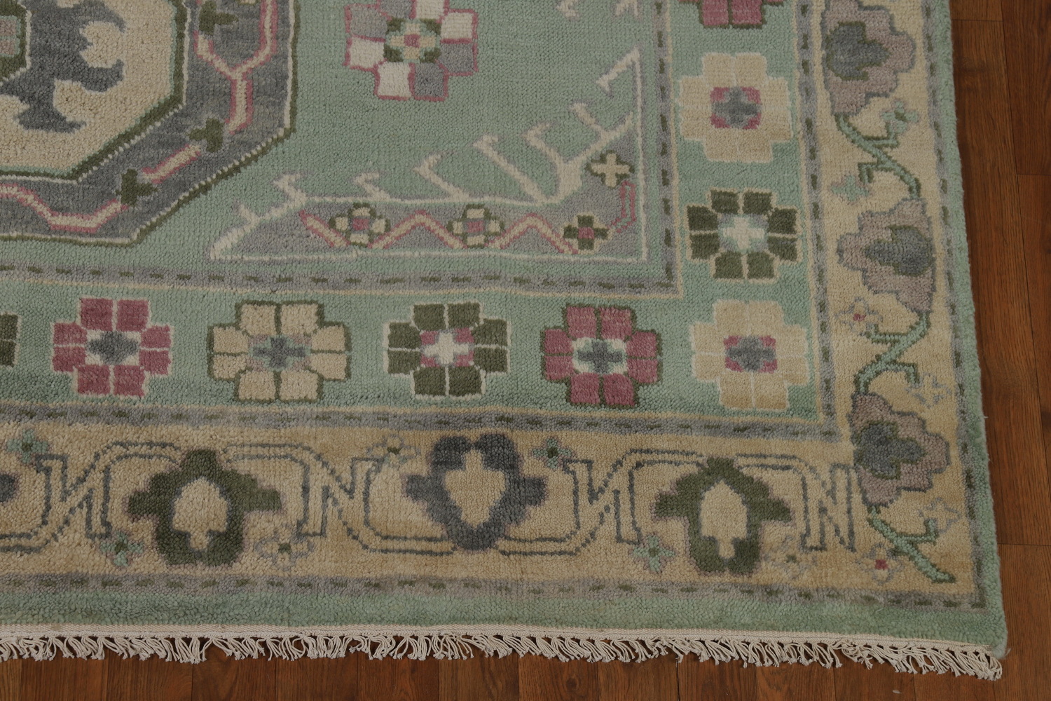 Green Geometric Oushak Indian Area Rug 7x10