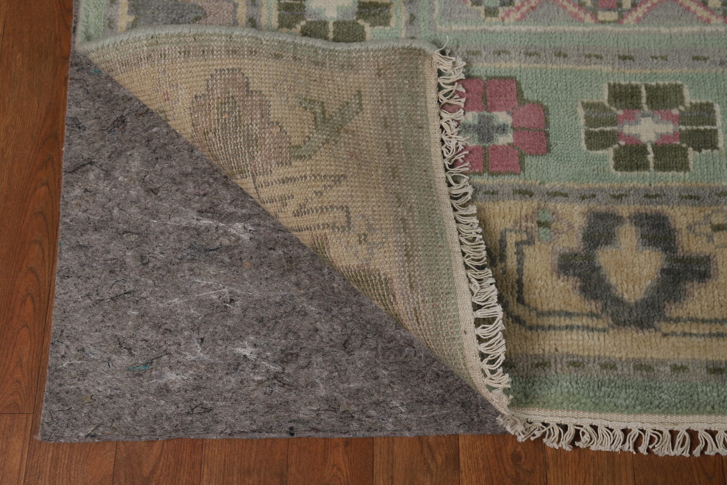Green Geometric Oushak Indian Area Rug 7x10