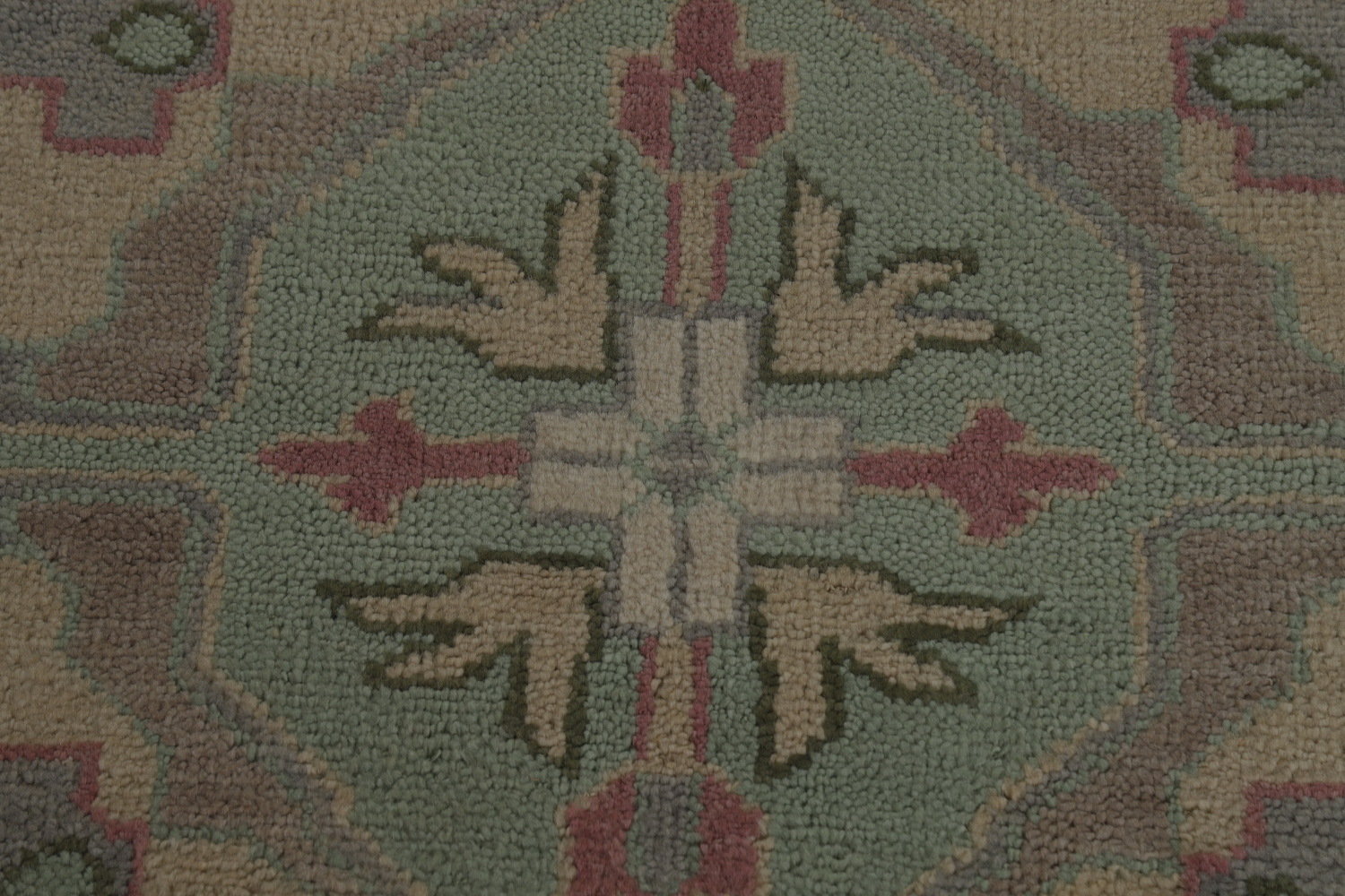 Green Geometric Oushak Indian Area Rug 7x10