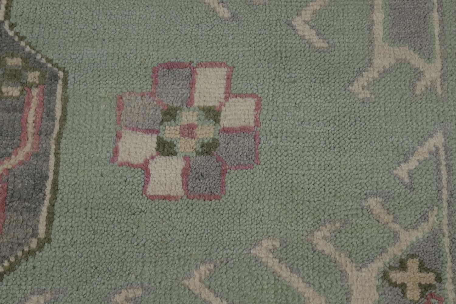 Green Geometric Oushak Indian Area Rug 7x10