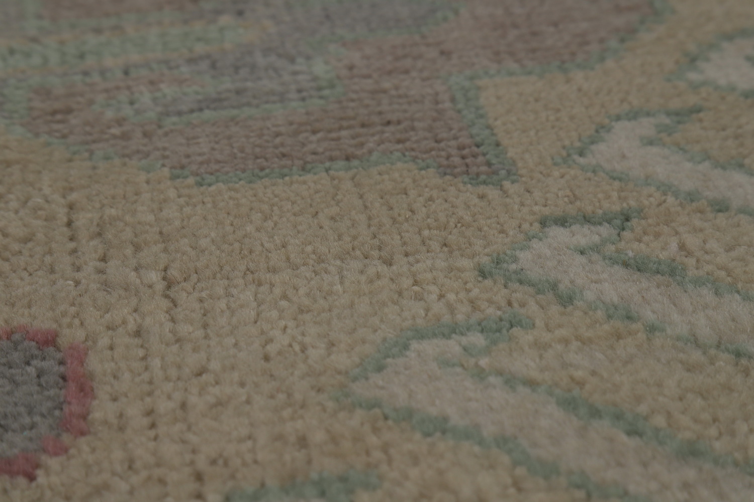 Green Geometric Oushak Indian Area Rug 7x10