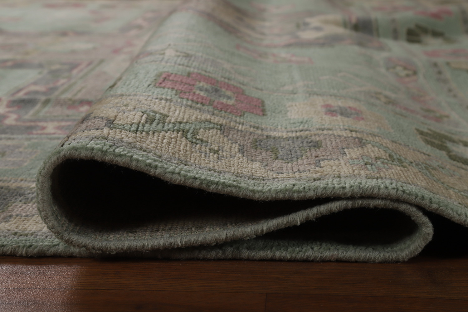 Green Geometric Oushak Indian Area Rug 7x10