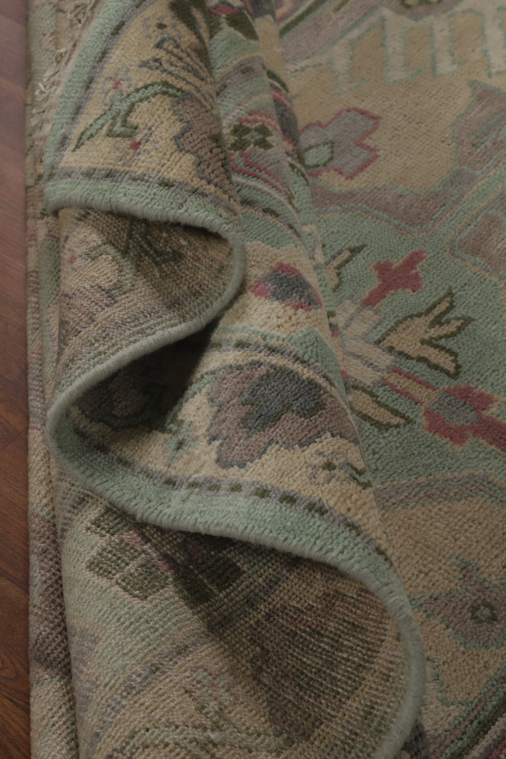 Green Geometric Oushak Indian Area Rug 7x10