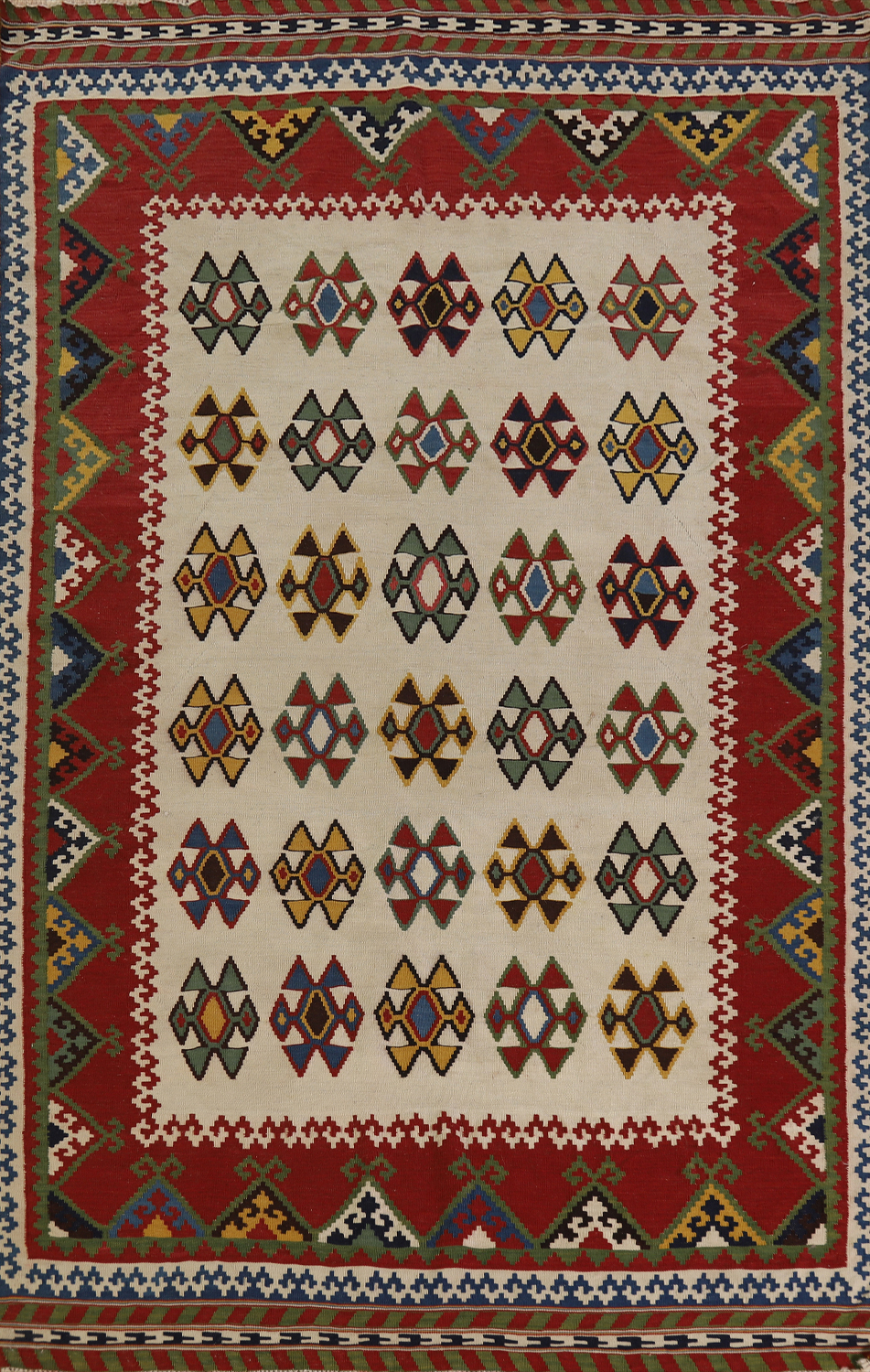 Flat Weave Wool Kilim Qashqai Persian Area Rug 5x8