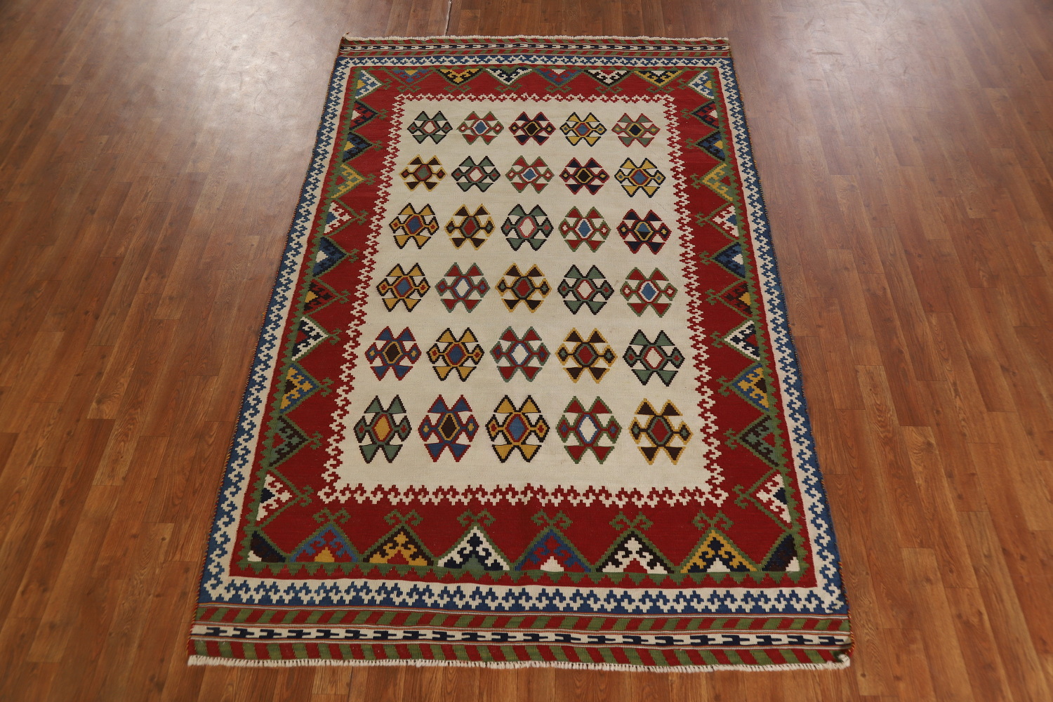 Flat Weave Wool Kilim Qashqai Persian Area Rug 5x8
