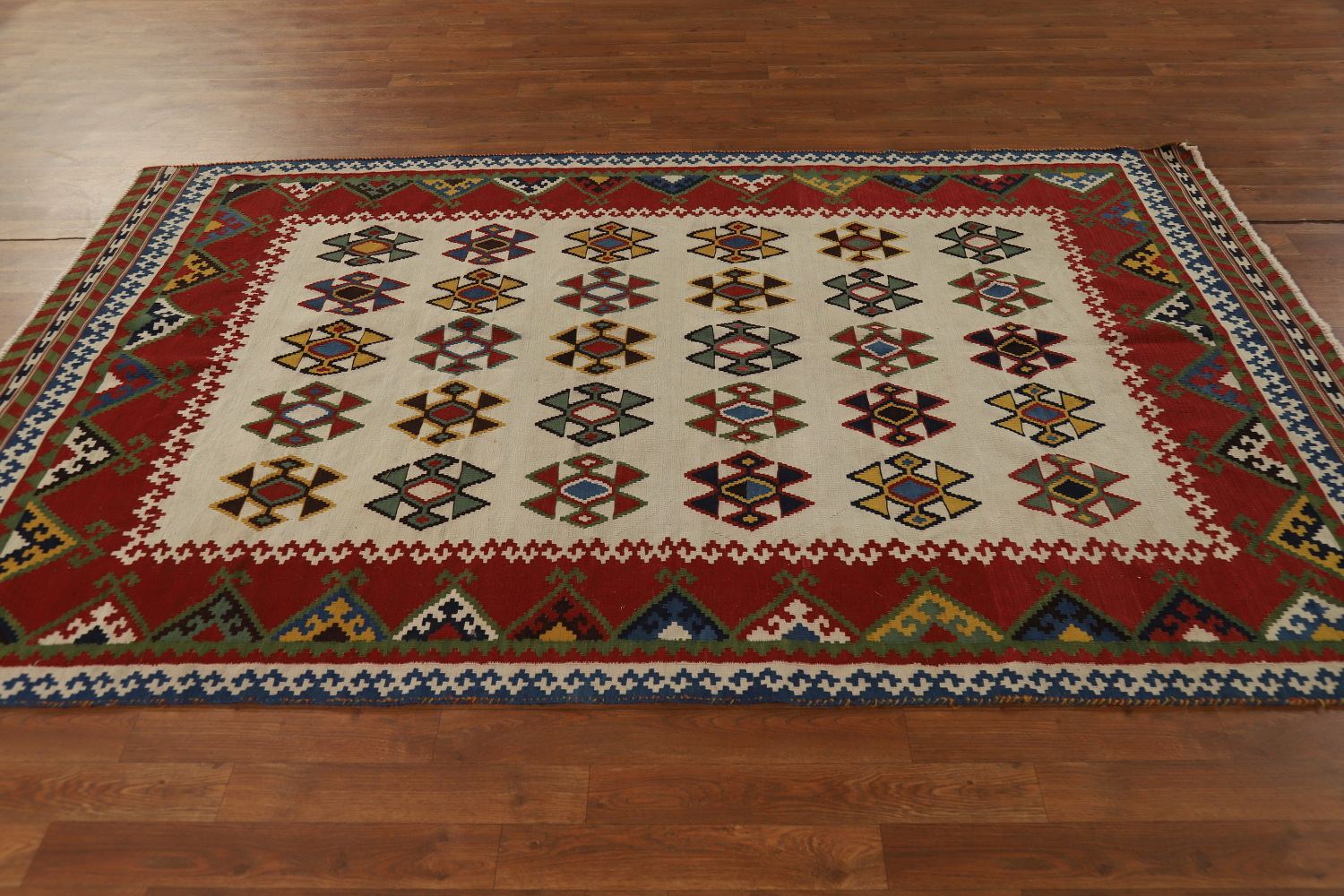 Flat Weave Wool Kilim Qashqai Persian Area Rug 5x8
