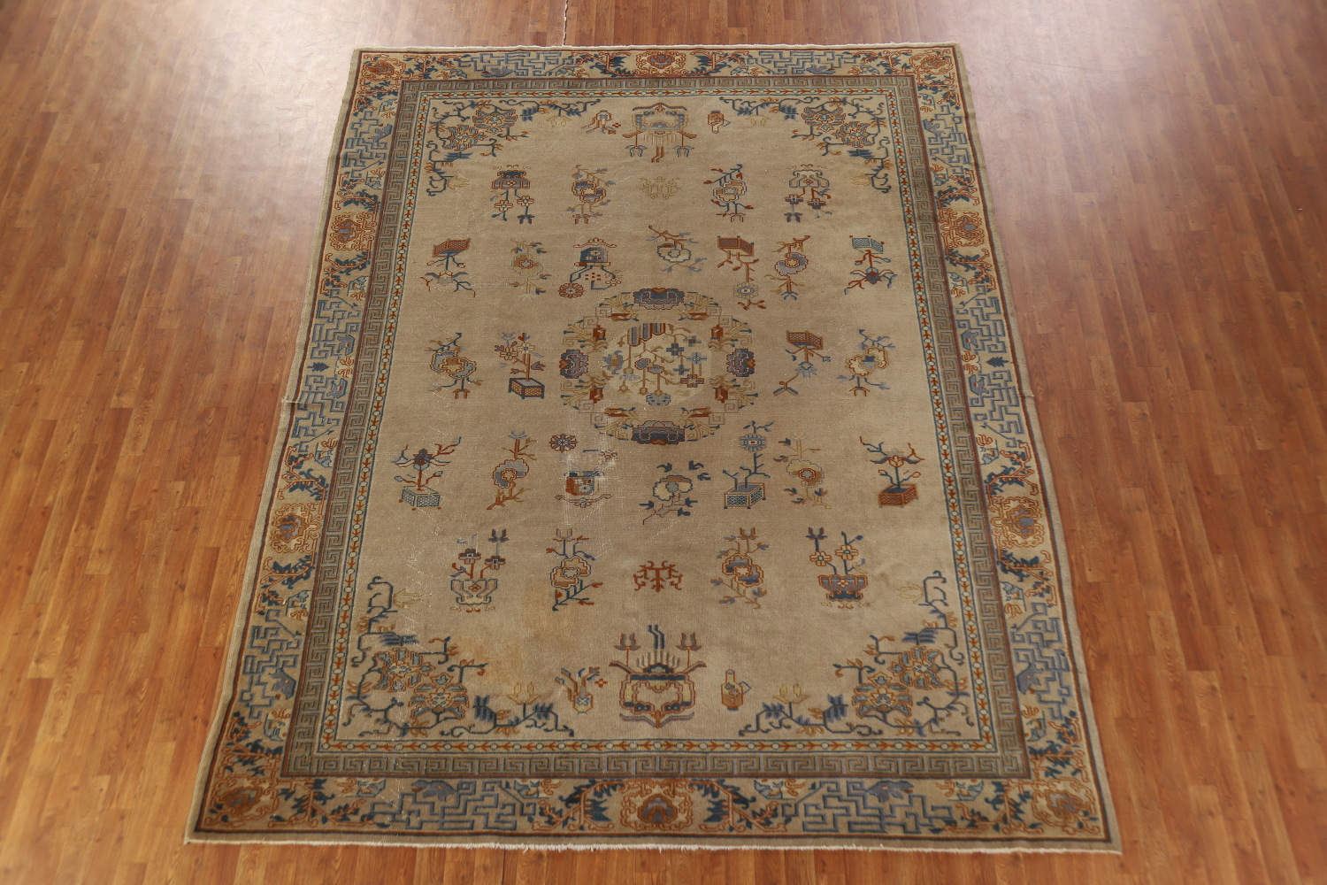 Antique Vegetable Dye Art Deco Chinese Accent Rug 9x11