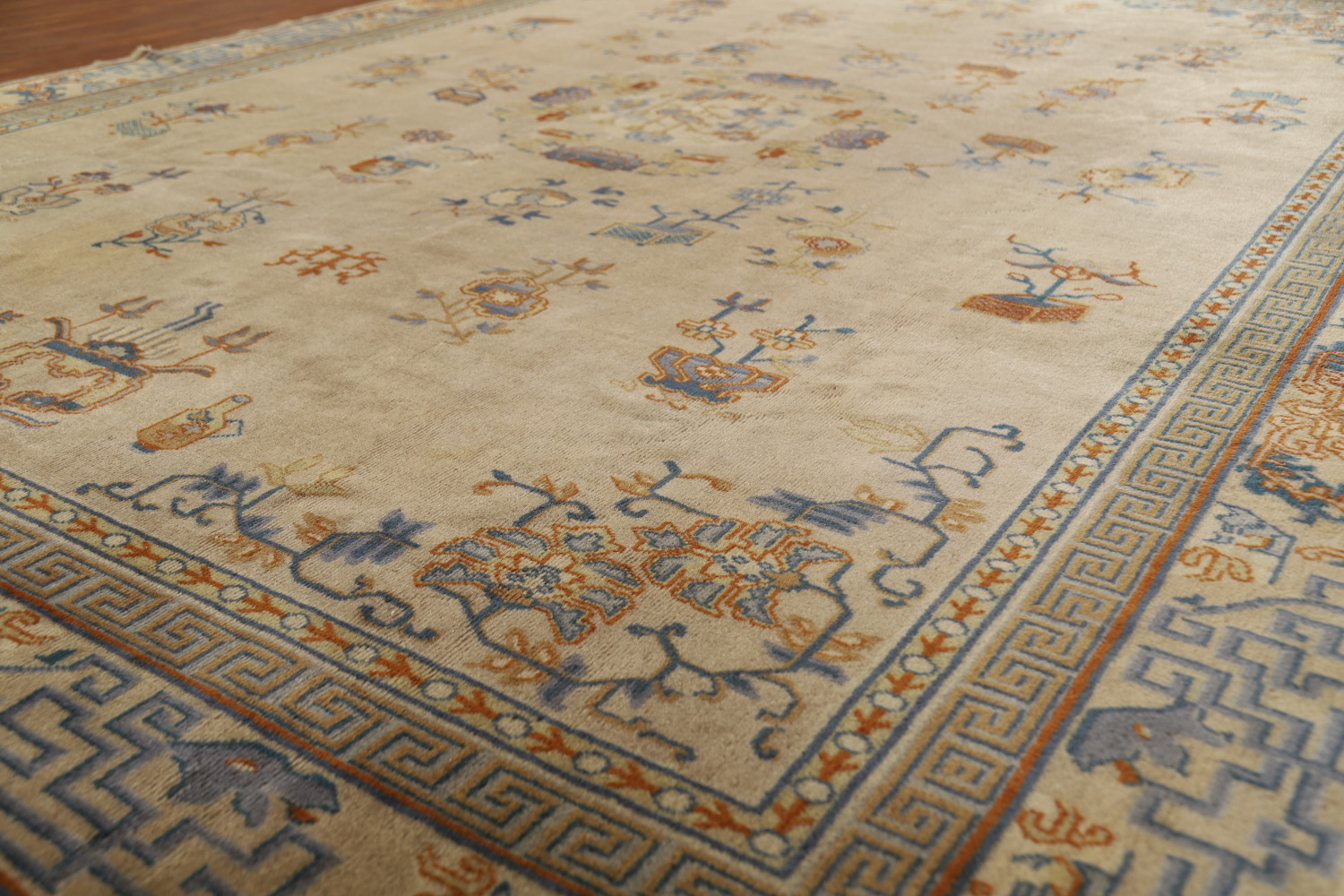 Antique Vegetable Dye Art Deco Chinese Accent Rug 9x11