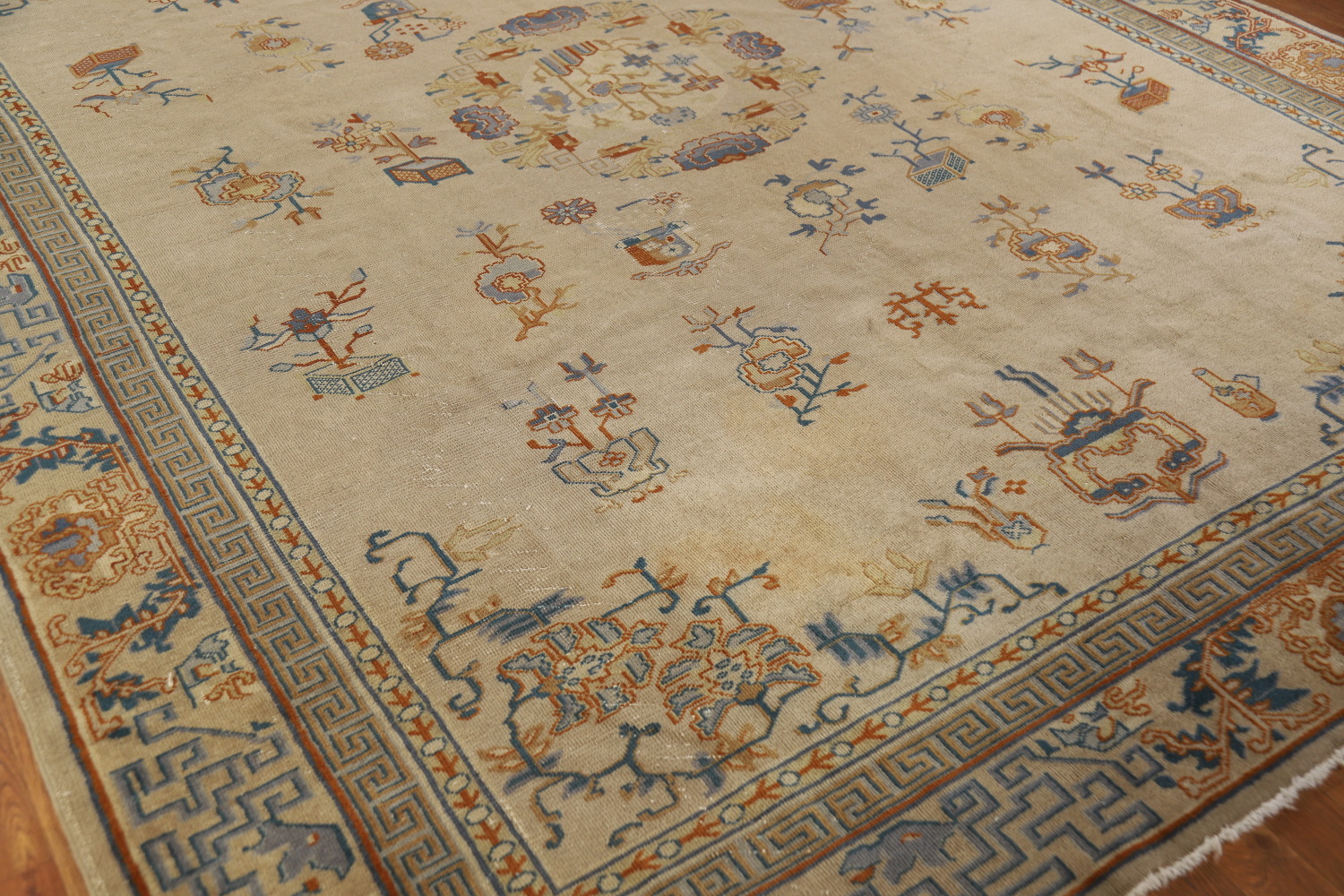 Antique Vegetable Dye Art Deco Chinese Accent Rug 9x11