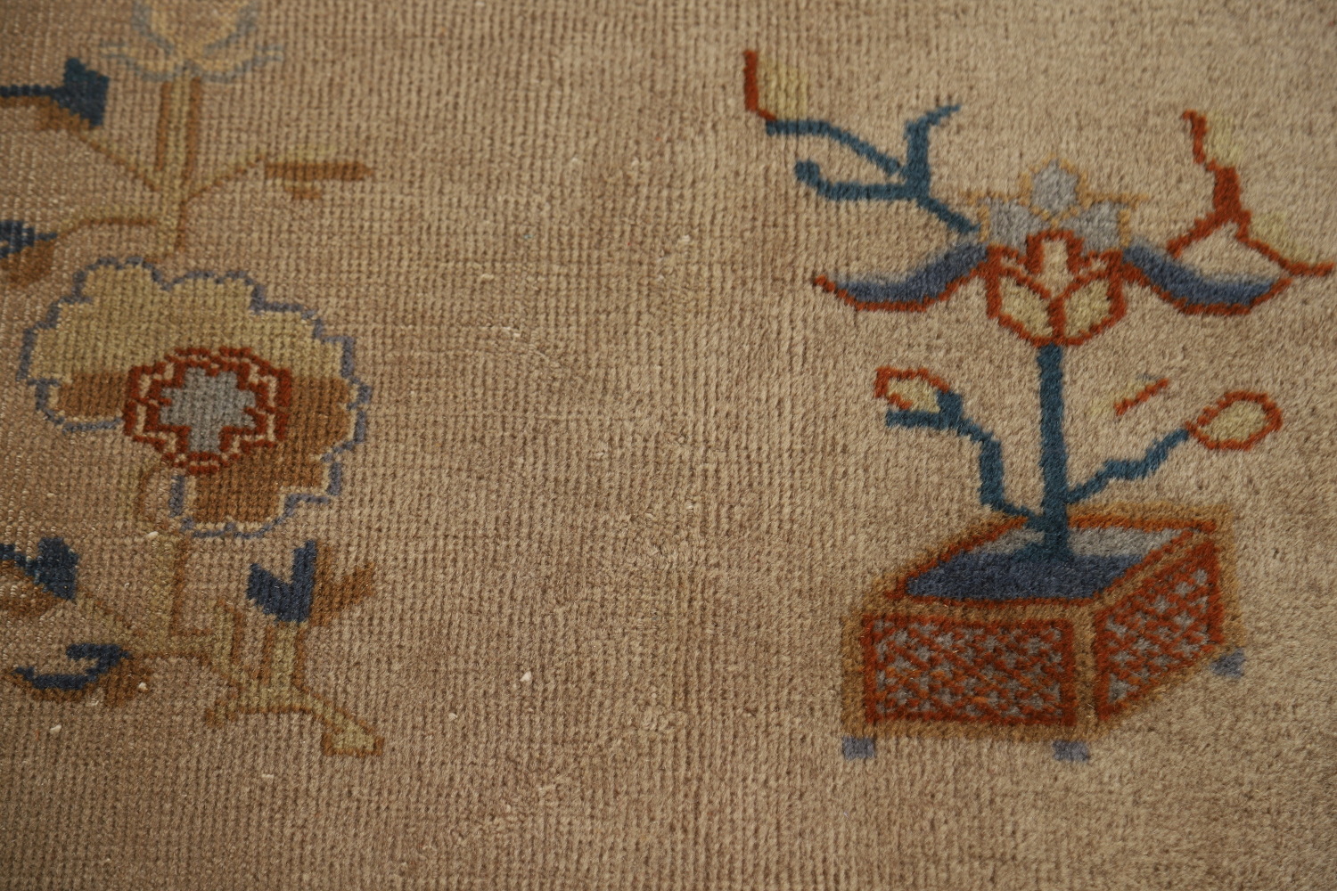 Antique Vegetable Dye Art Deco Chinese Accent Rug 9x11