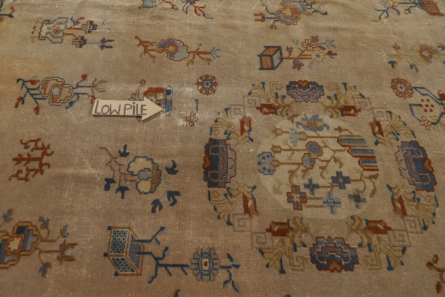Antique Vegetable Dye Art Deco Chinese Accent Rug 9x11
