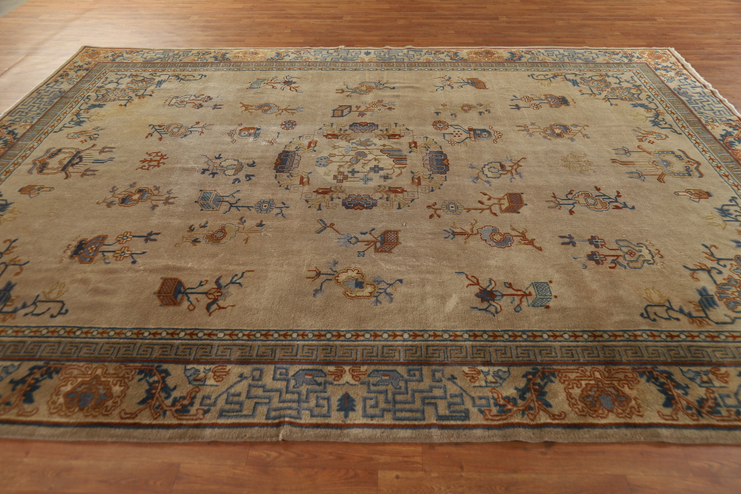 Antique Vegetable Dye Art Deco Chinese Accent Rug 9x11