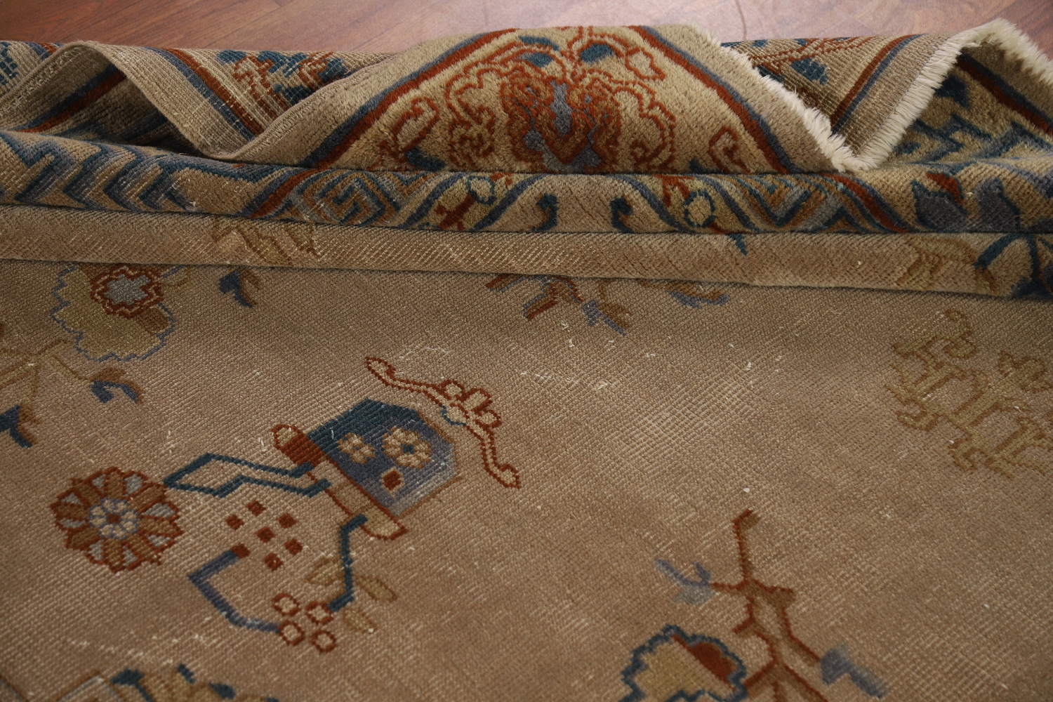 Antique Vegetable Dye Art Deco Chinese Accent Rug 9x11