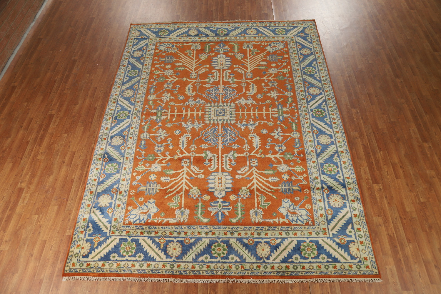 Orange Wool Floral Oushak Oriental Area Rug 9x12