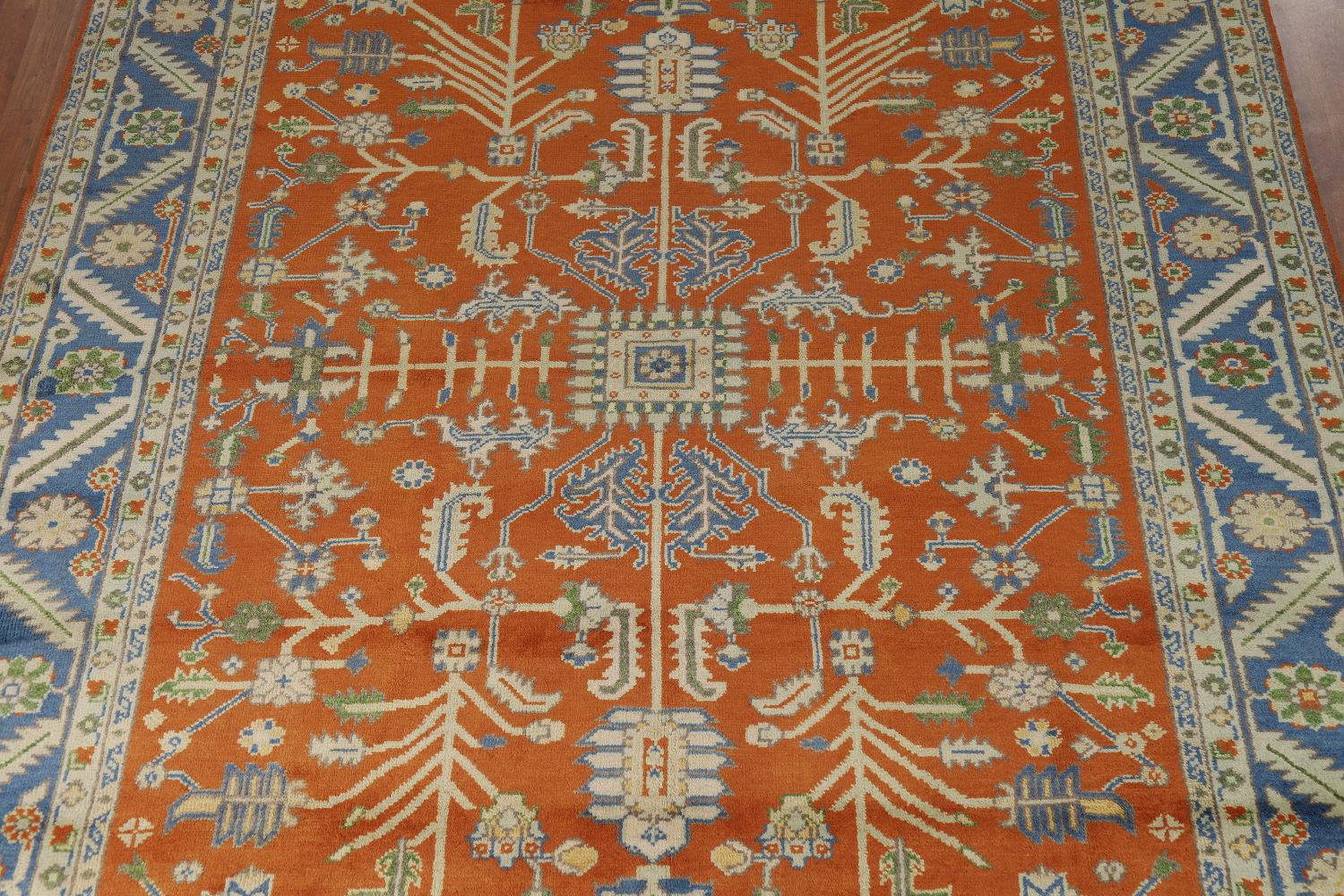 Orange Wool Floral Oushak Oriental Area Rug 9x12