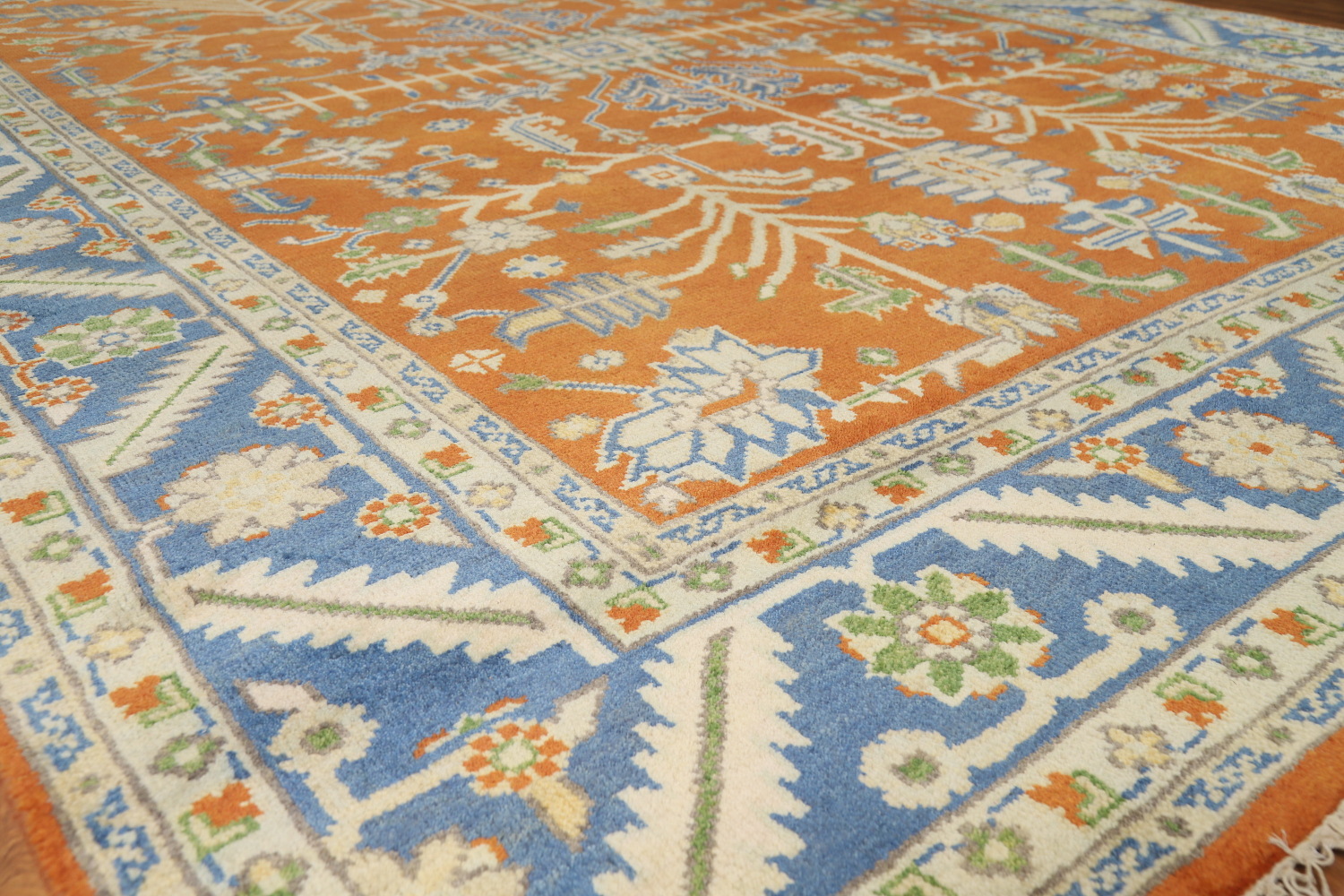 Orange Wool Floral Oushak Oriental Area Rug 9x12