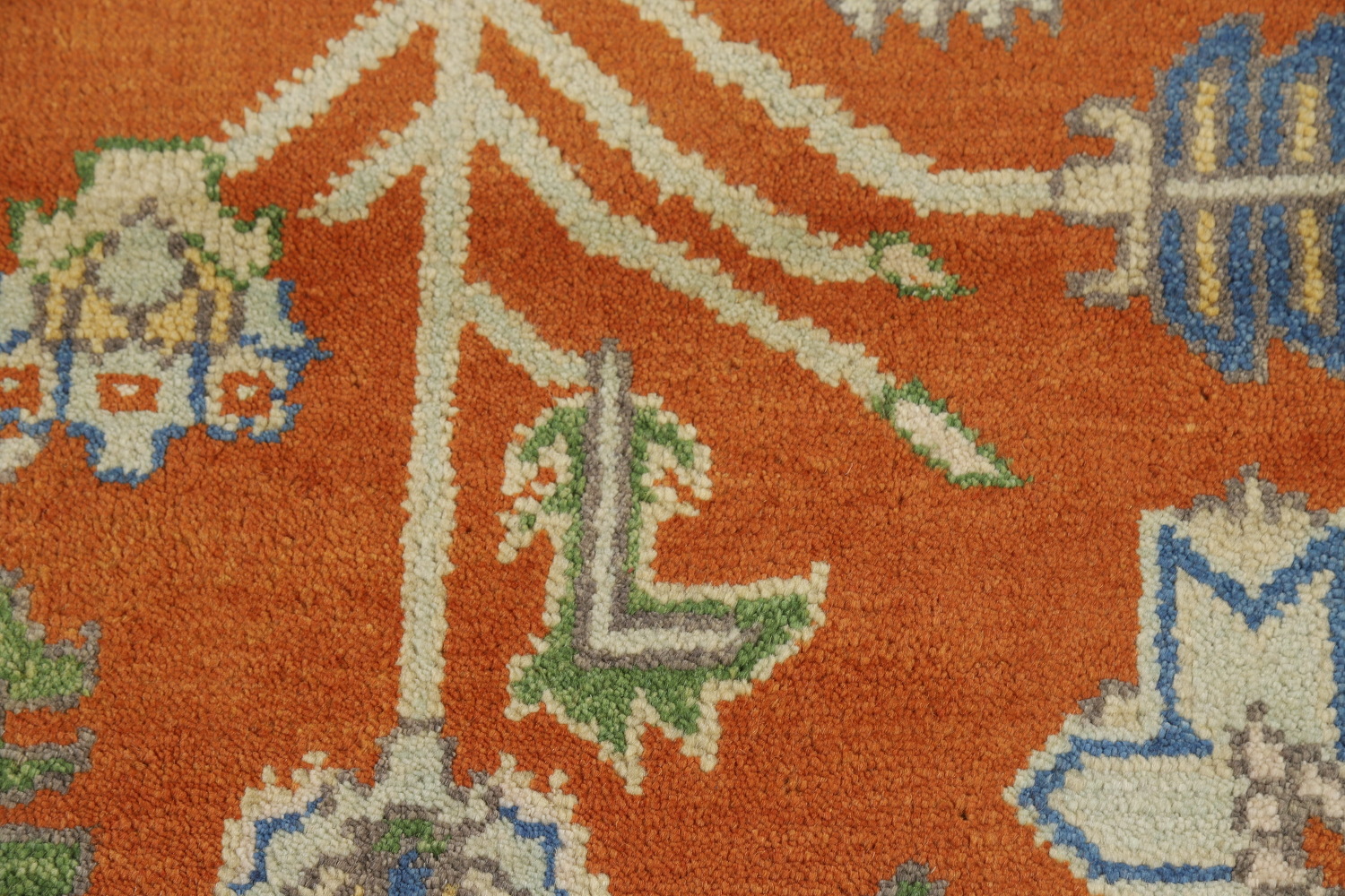 Orange Wool Floral Oushak Oriental Area Rug 9x12
