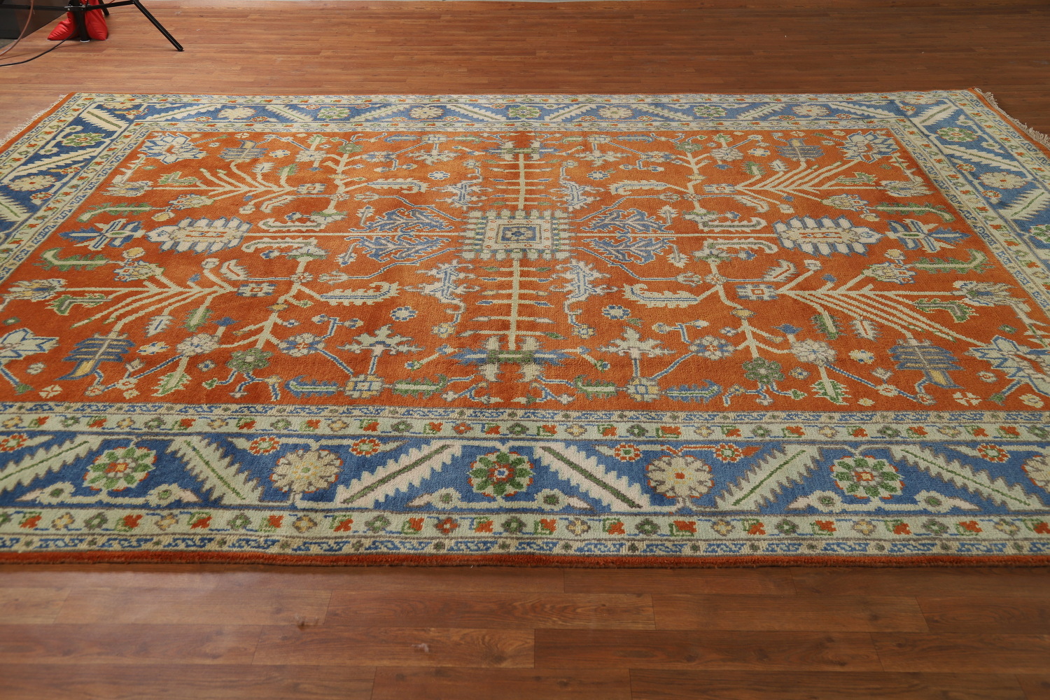 Orange Wool Floral Oushak Oriental Area Rug 9x12