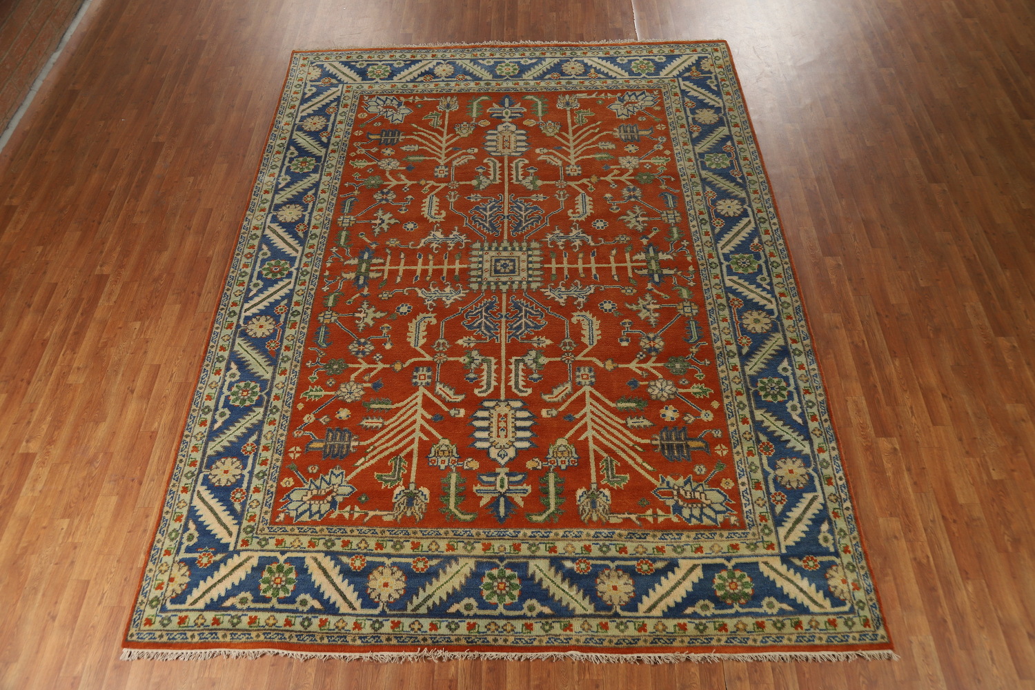 Orange Wool Floral Oushak Oriental Area Rug 9x12